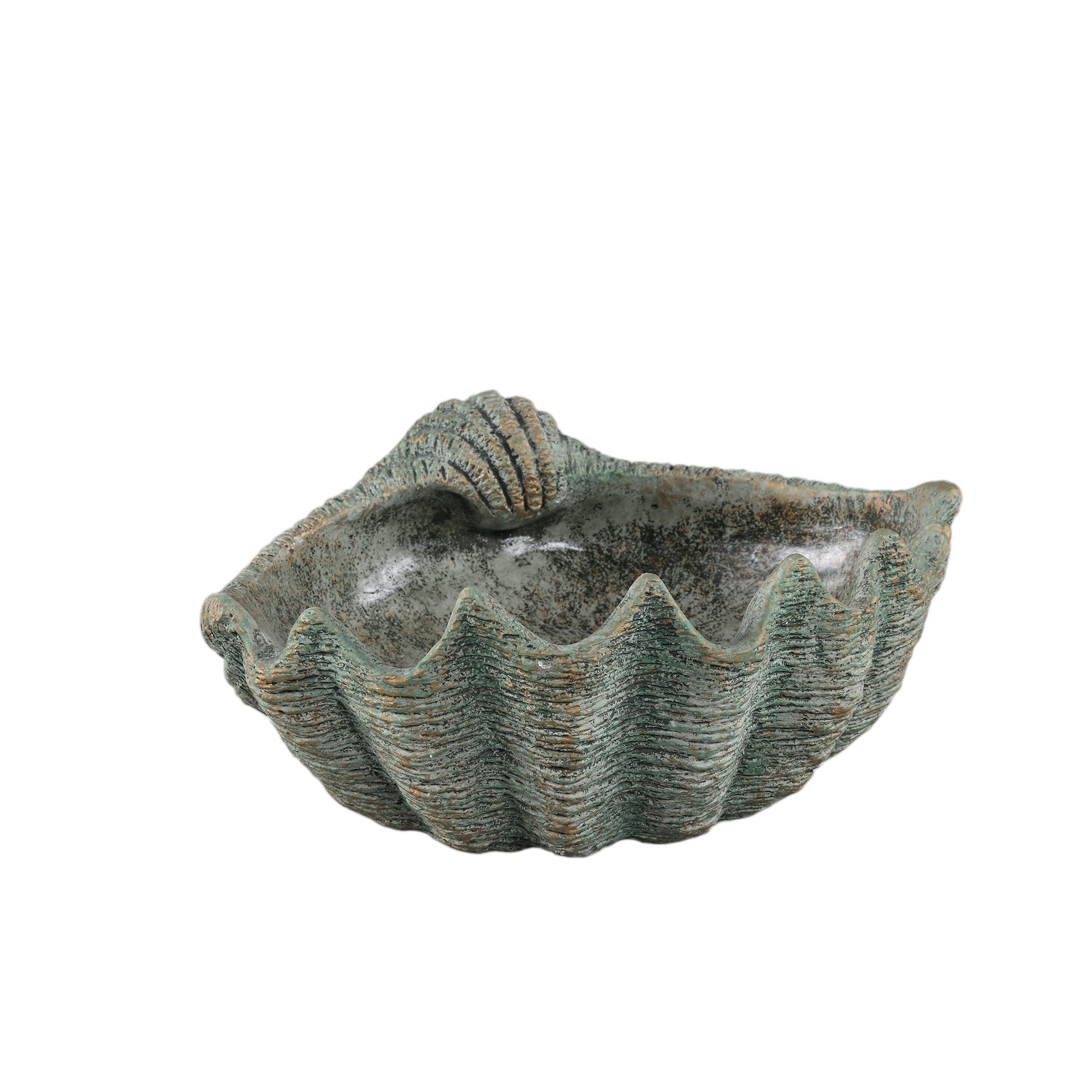 Jalyza Teal shell shaped cement statue B