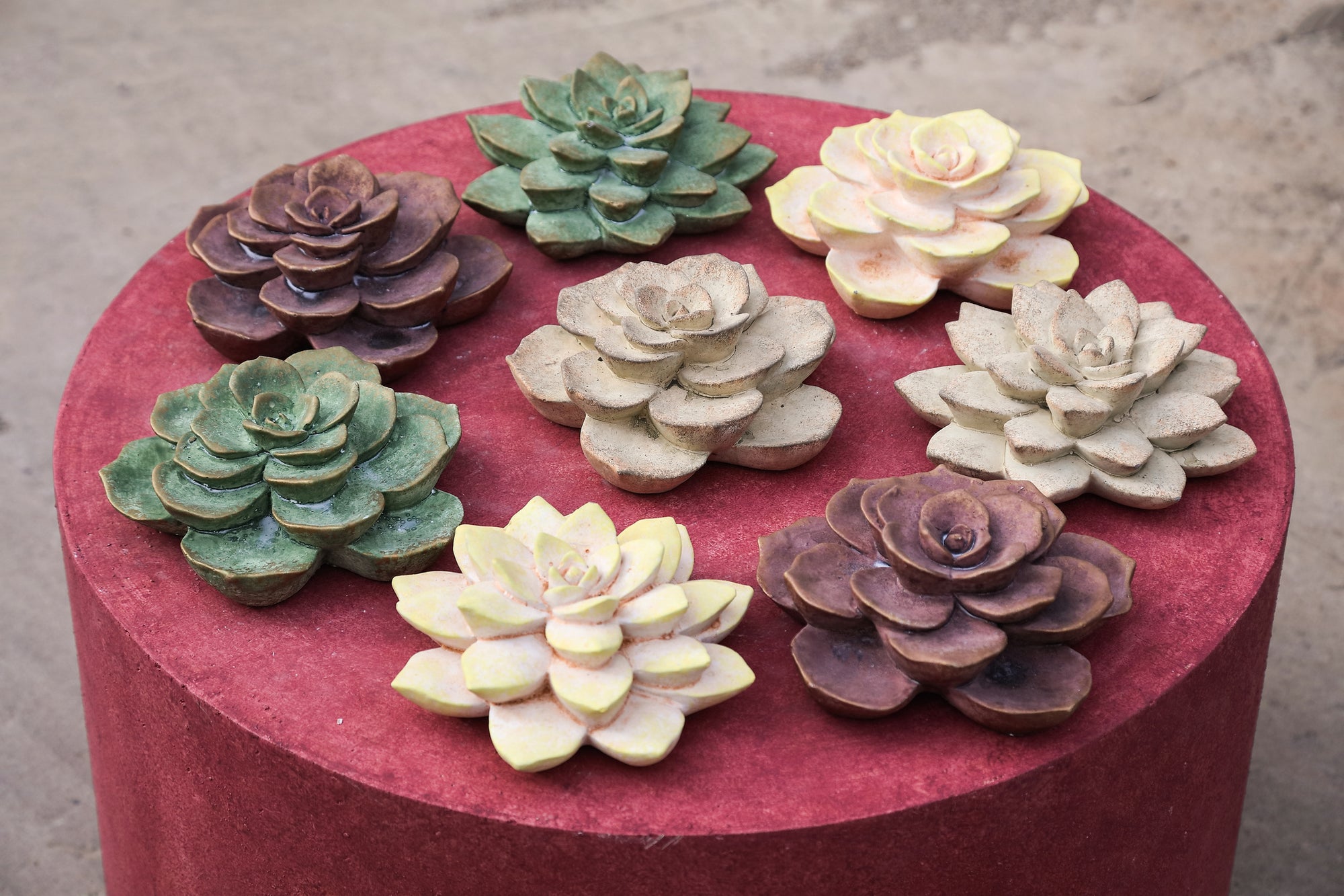 Deverly Yellow flower cement ornament B