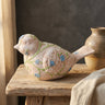 Zanya Cream bird shaped cement statue w flowers L