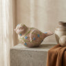 Zanya Cream bird shaped cement statue w flowers S