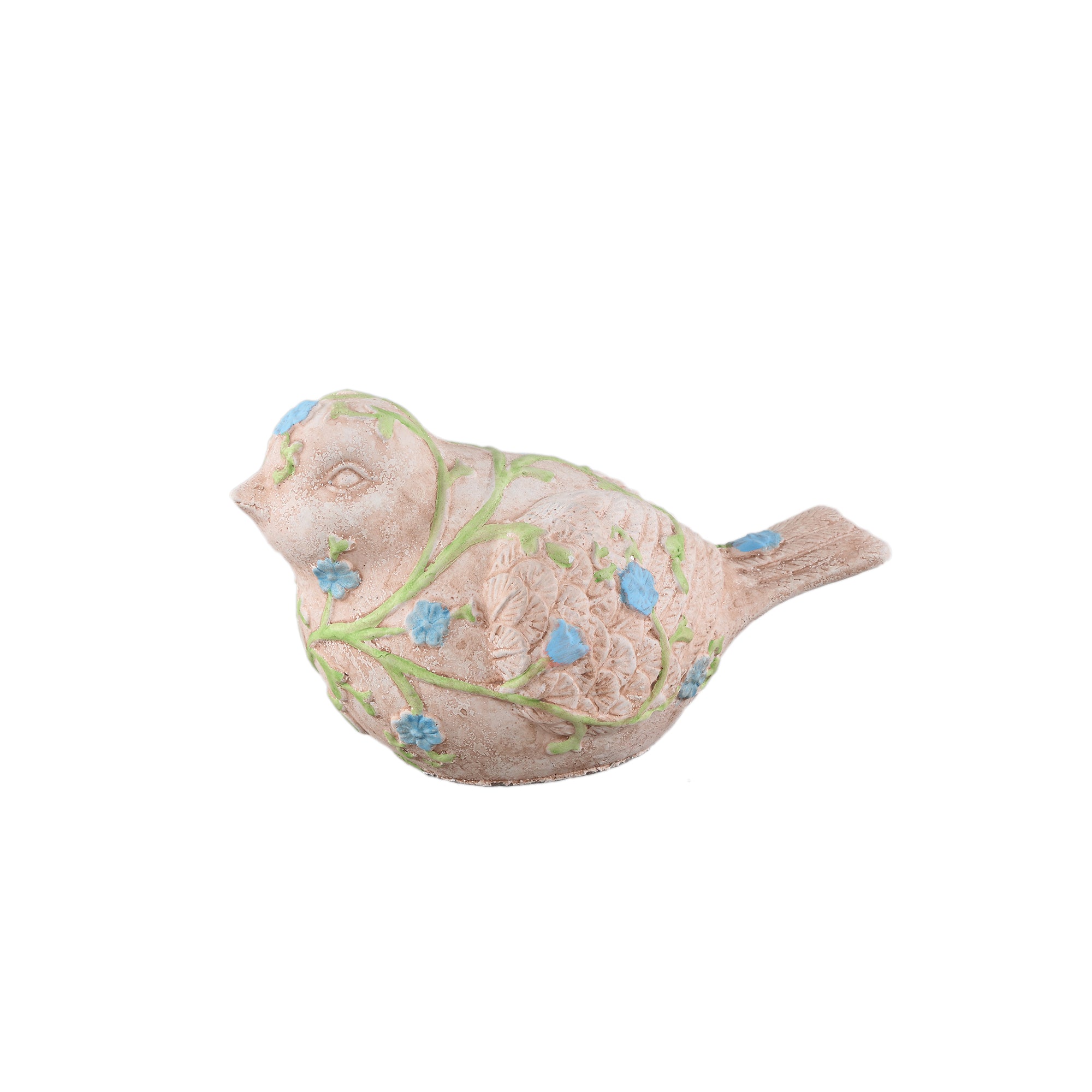 Zanya Cream bird shaped cement statue w flowers S
