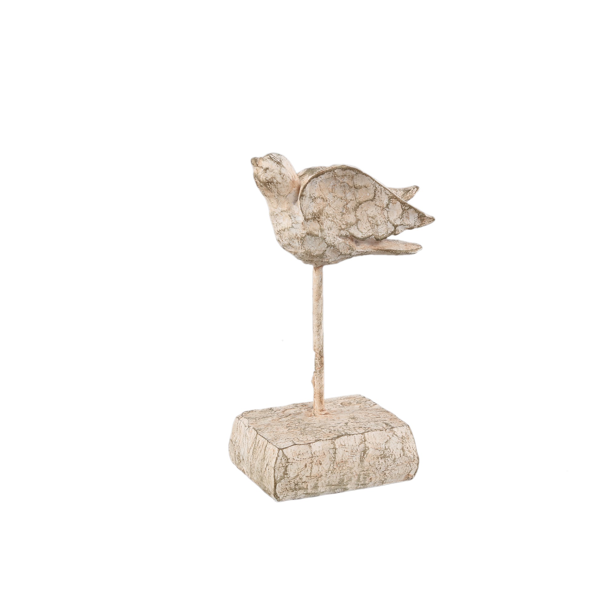 Naura Cream bird shaped cement statue on base S