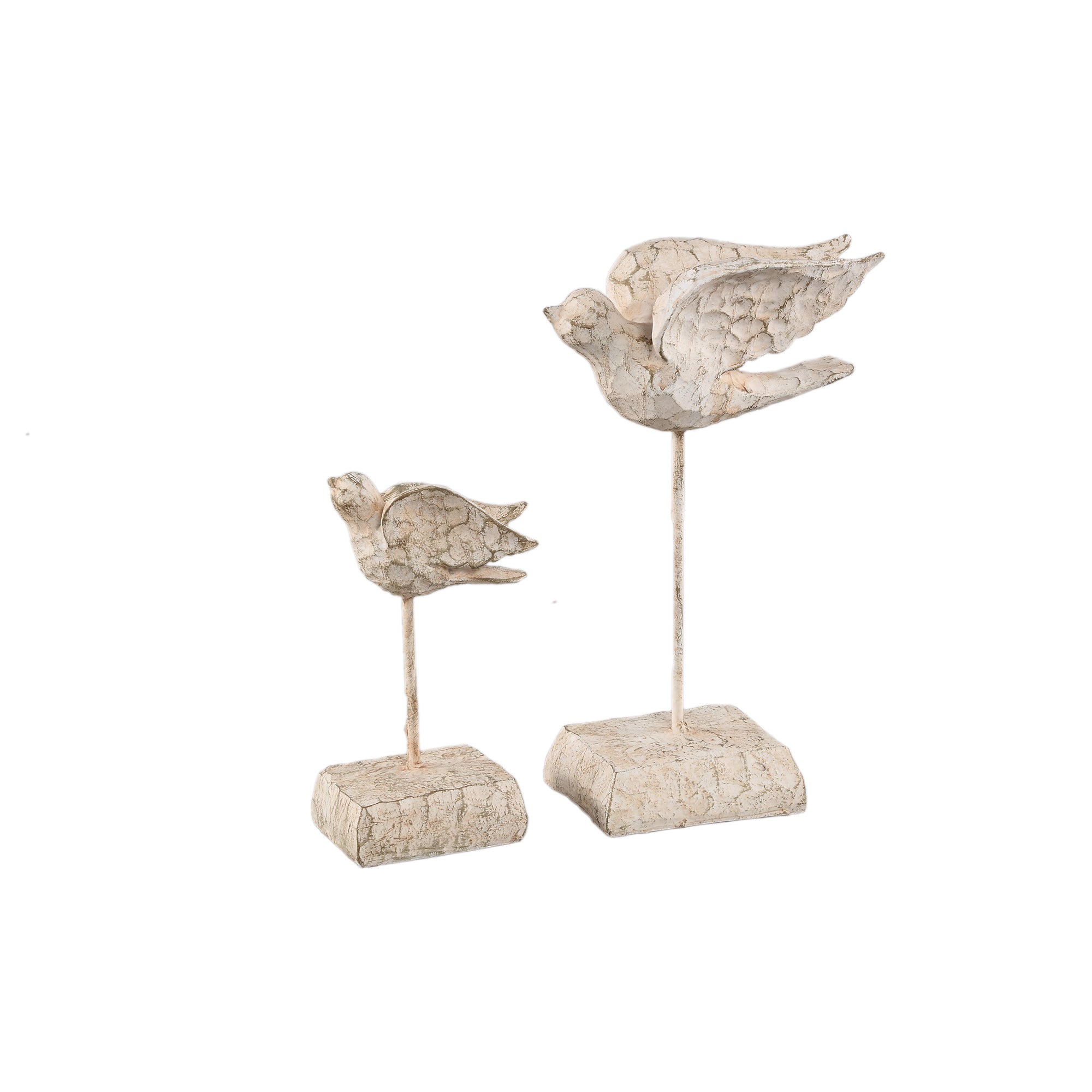 Naura Cream bird shaped cement statue on base S