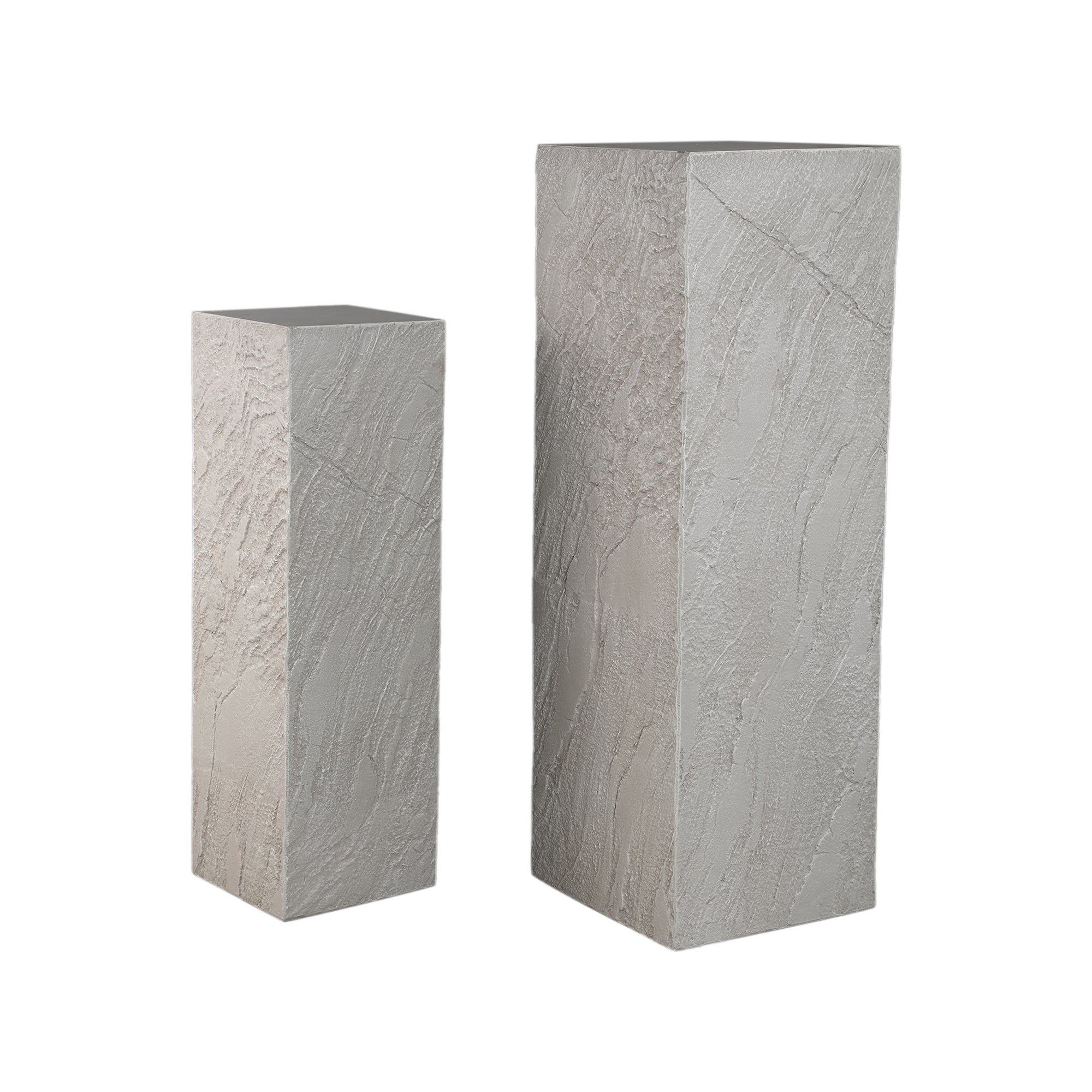 Berwin Beige fiber cement rock pedestal set of 2