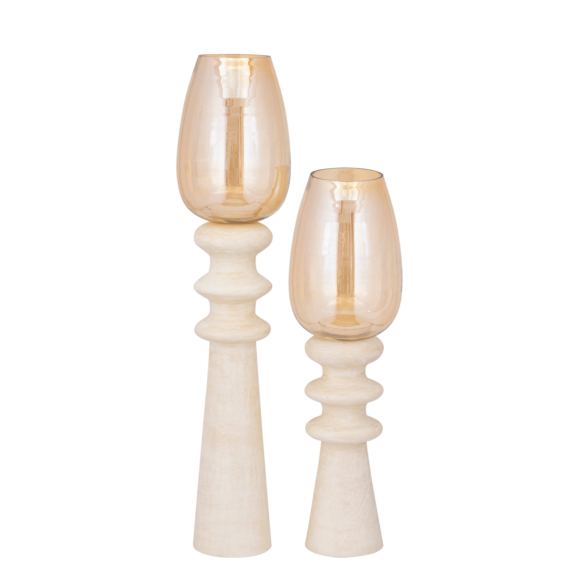 Omya Bougeoirs en bois de manguier - Crème
