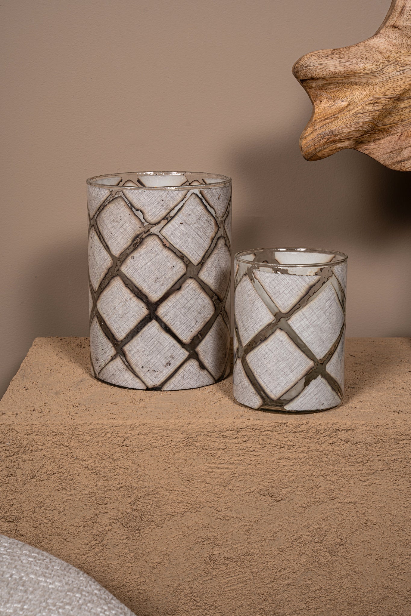 Ajeya Bougeoirs en verre - Blanc