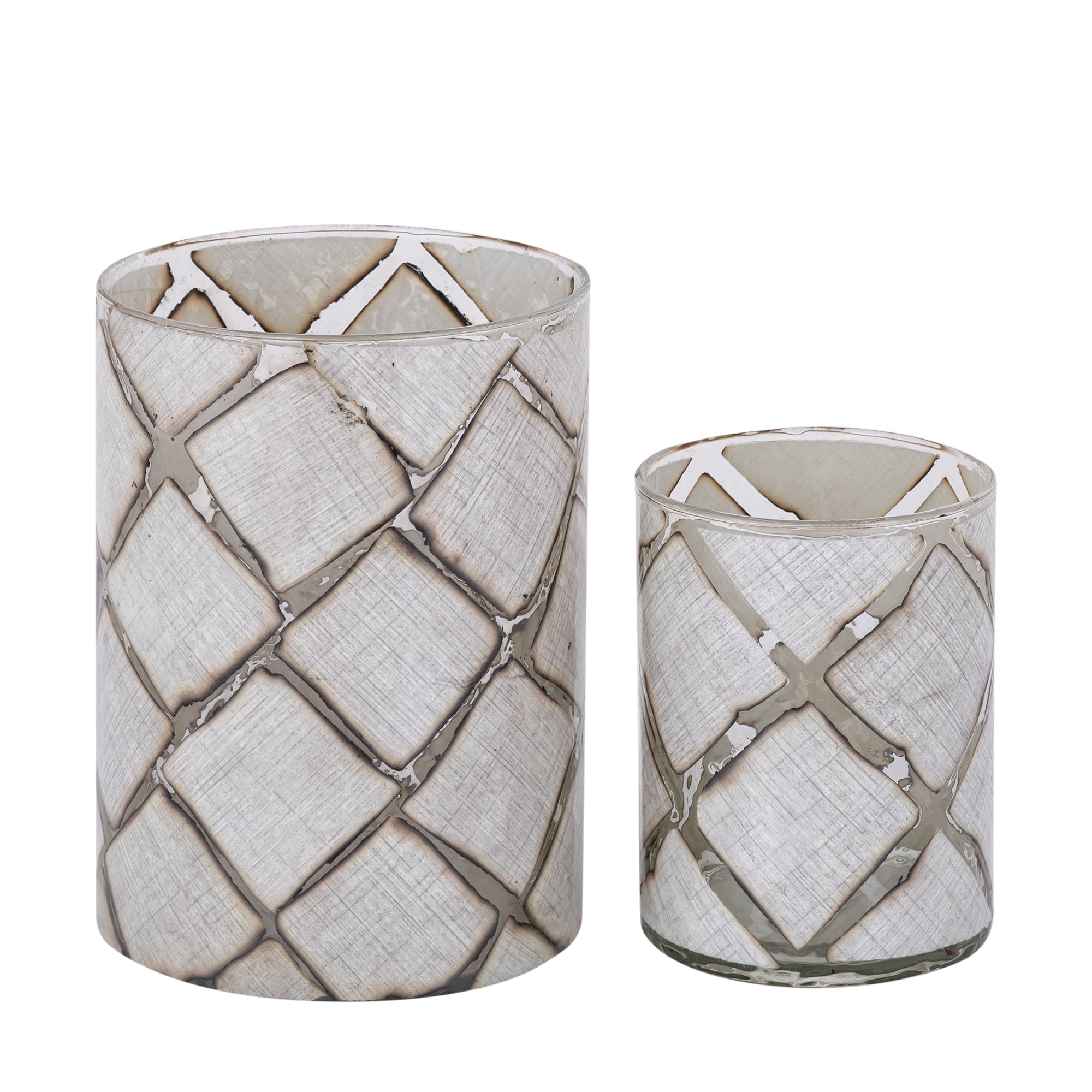 Ajeya Bougeoirs en verre - Blanc