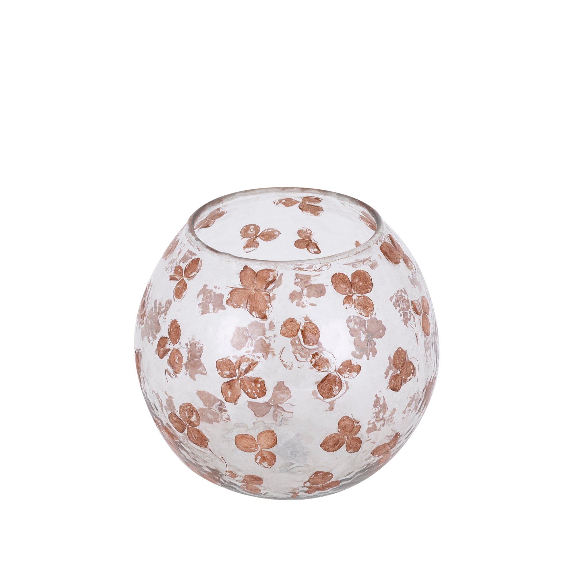 Faron Bougeoirs en verre — Stormlight Round Real Flowers - Marron