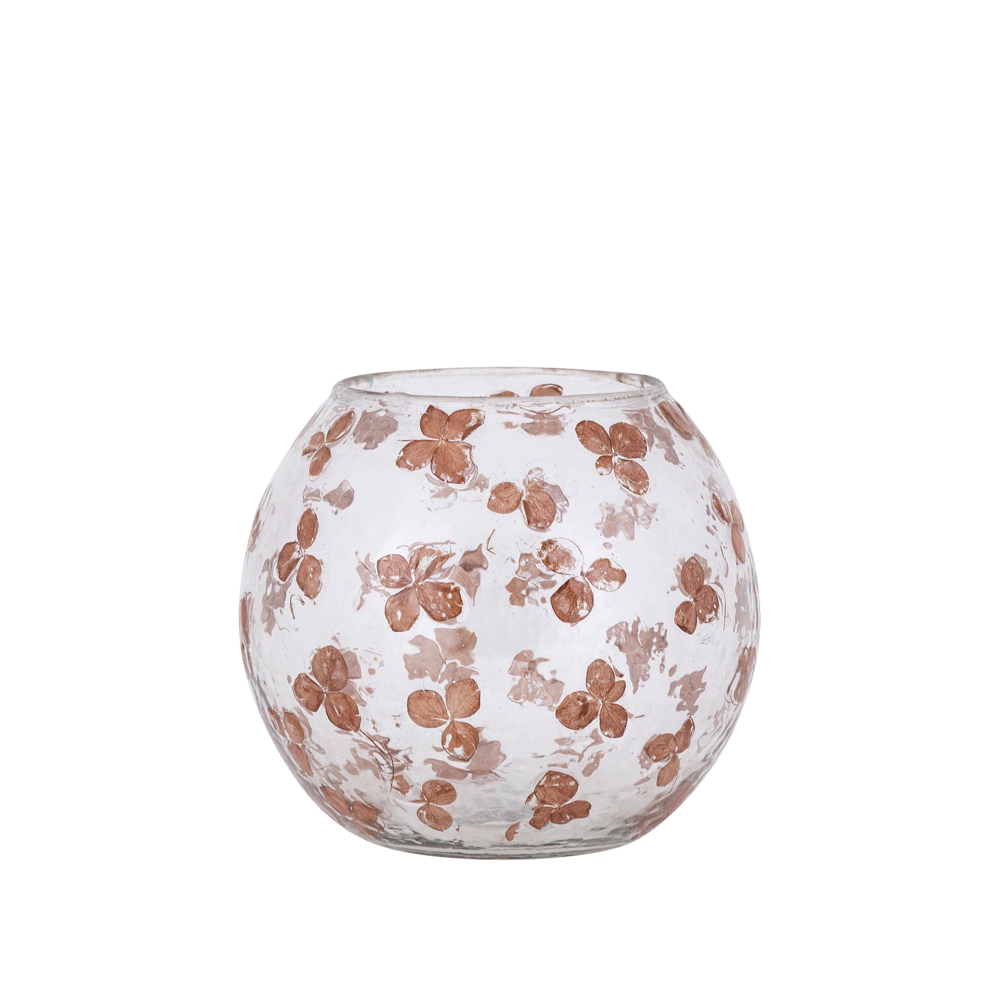 Faron Bougeoirs en verre — Stormlight Round Real Flowers - Marron