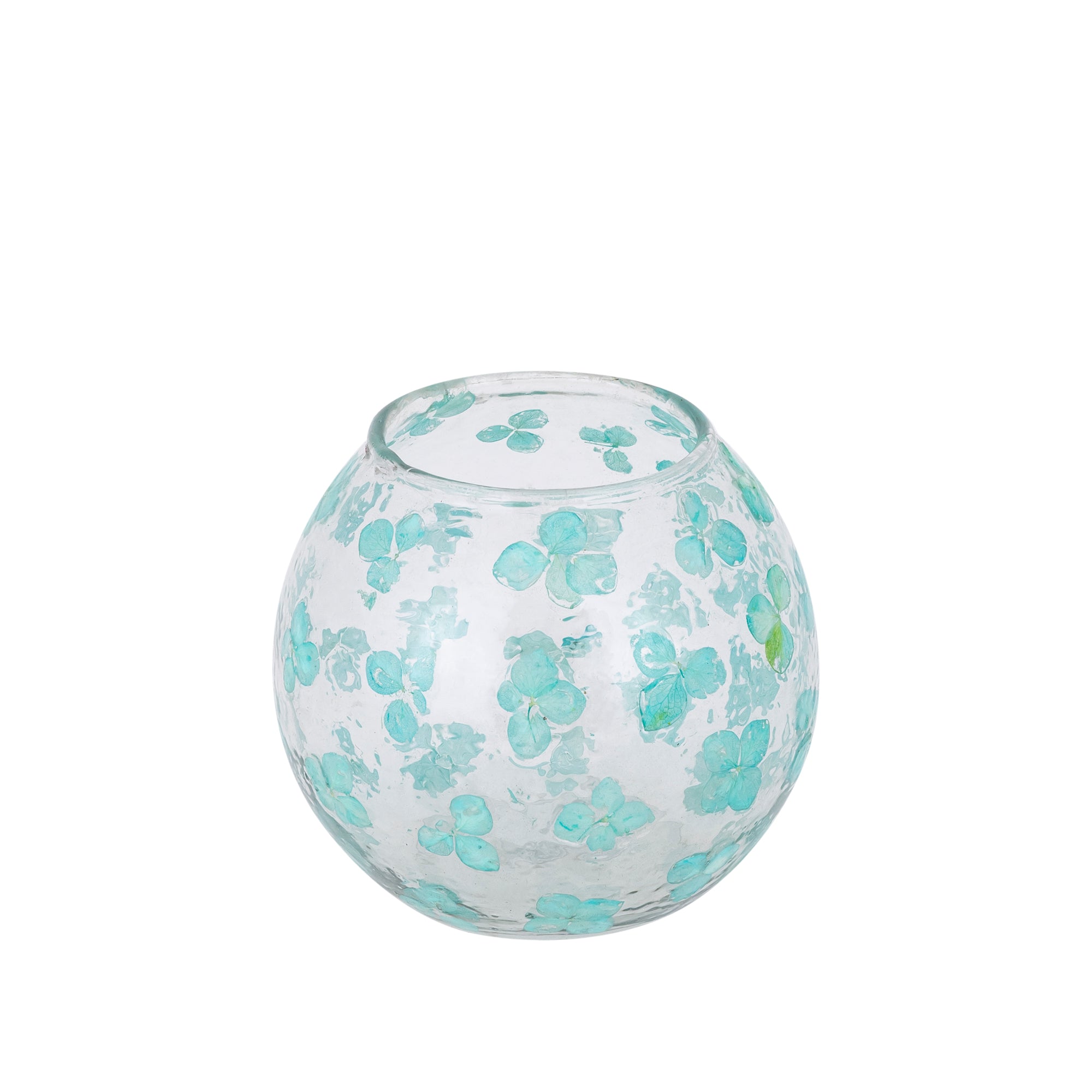 Faron Bougeoirs en verre — Blue Stormlight Round Real Flowers - Turquoise
