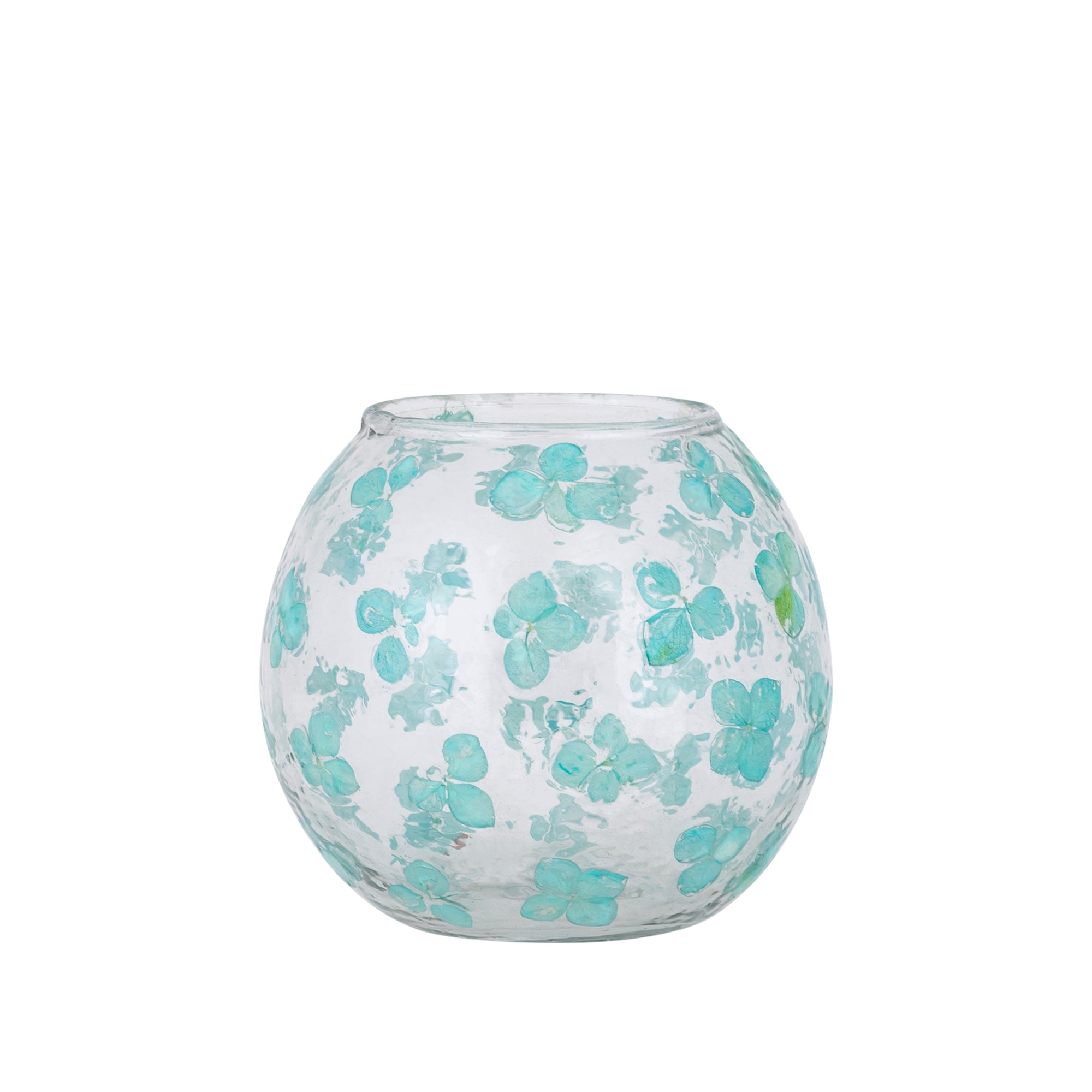 Faron Bougeoirs en verre — Blue Stormlight Round Real Flowers - Turquoise