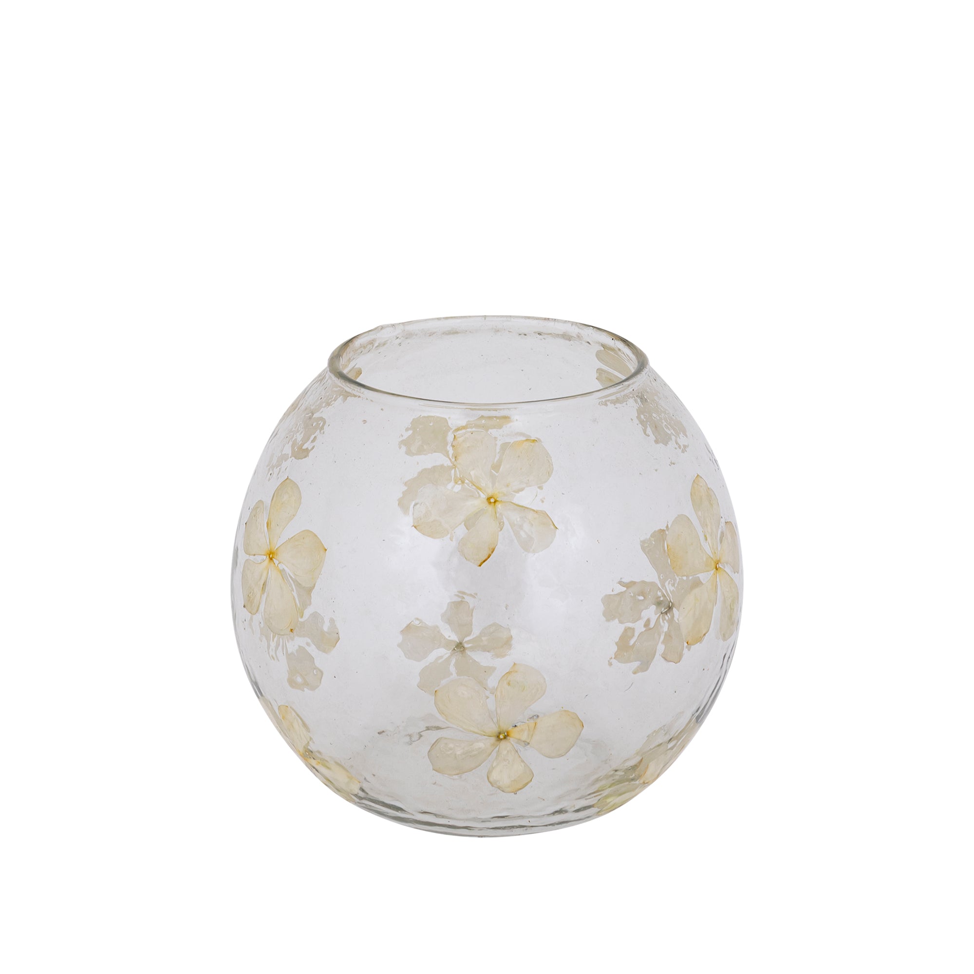 Faron Bougeoirs en verre — Stormlight Round Real Flowers - Crème