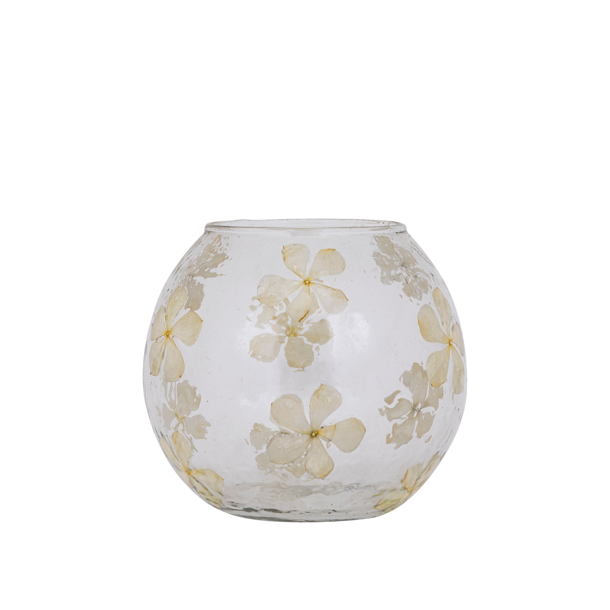Faron Bougeoirs en verre — Stormlight Round Real Flowers - Crème
