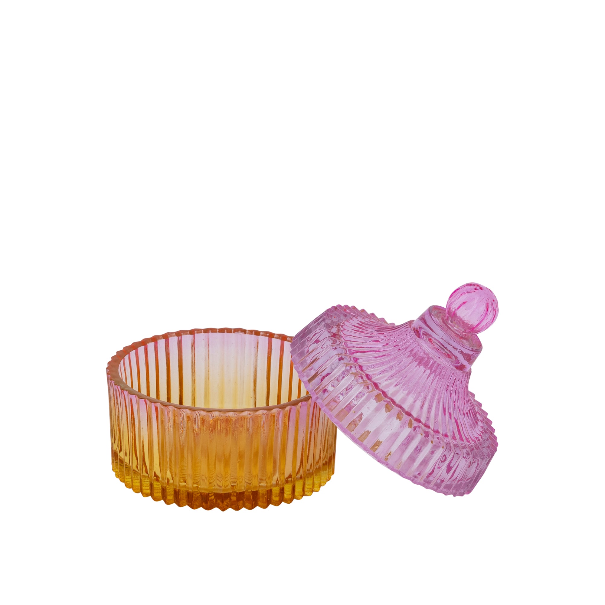 Lynis Pink and Orange ombre glass storage box