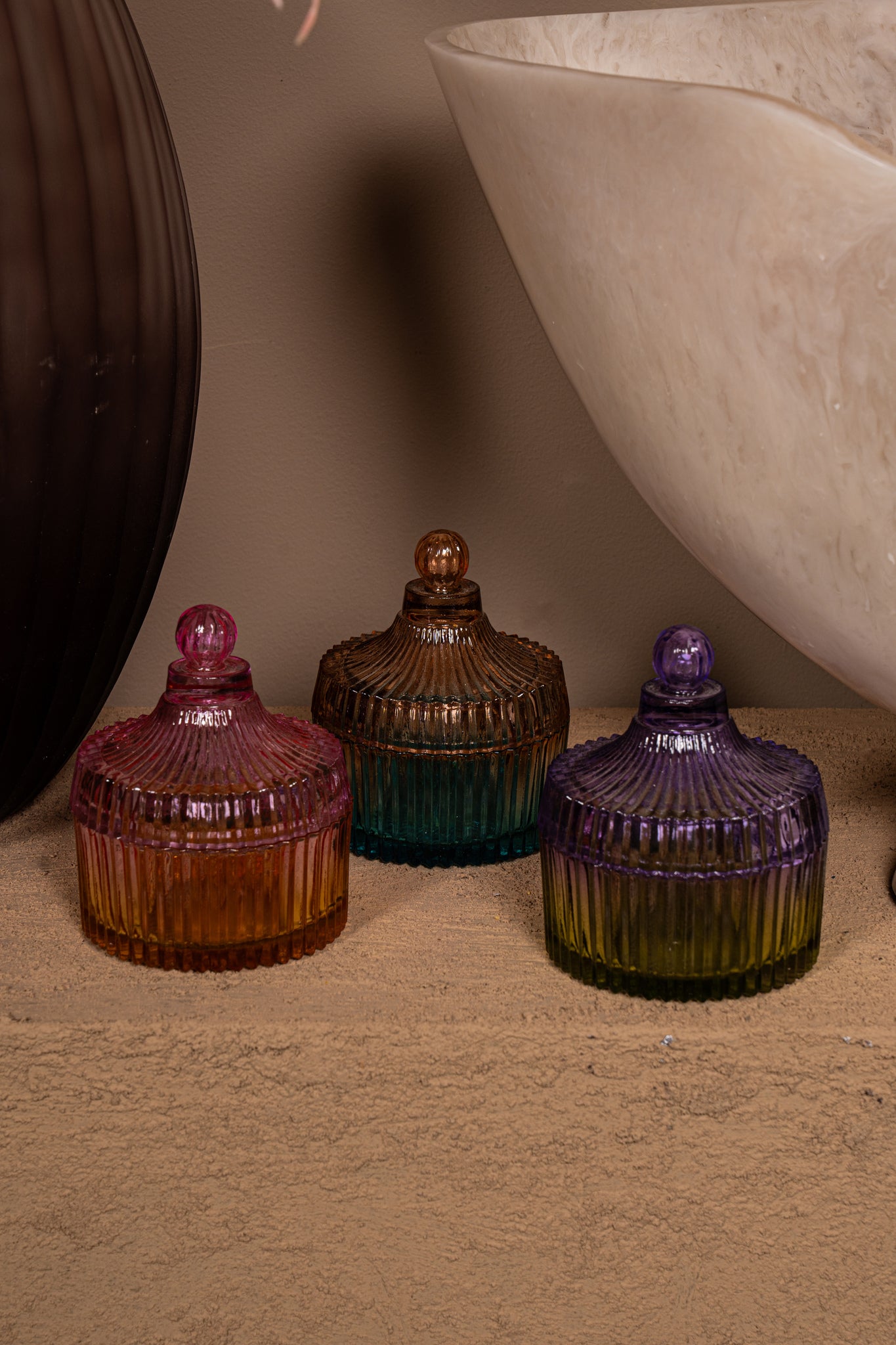Lynis Pink and Orange ombre glass storage box
