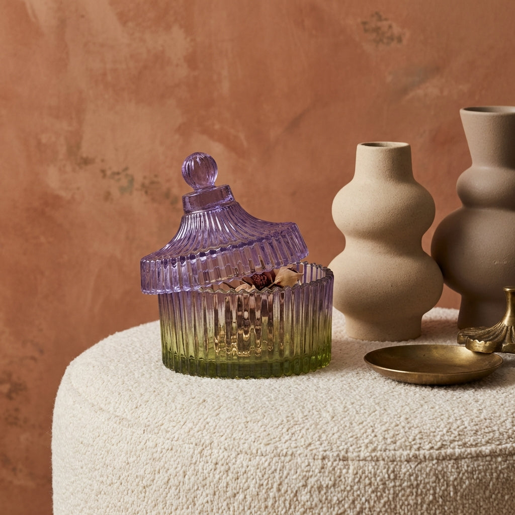 Lynis Purple and Green ombre glass storage box