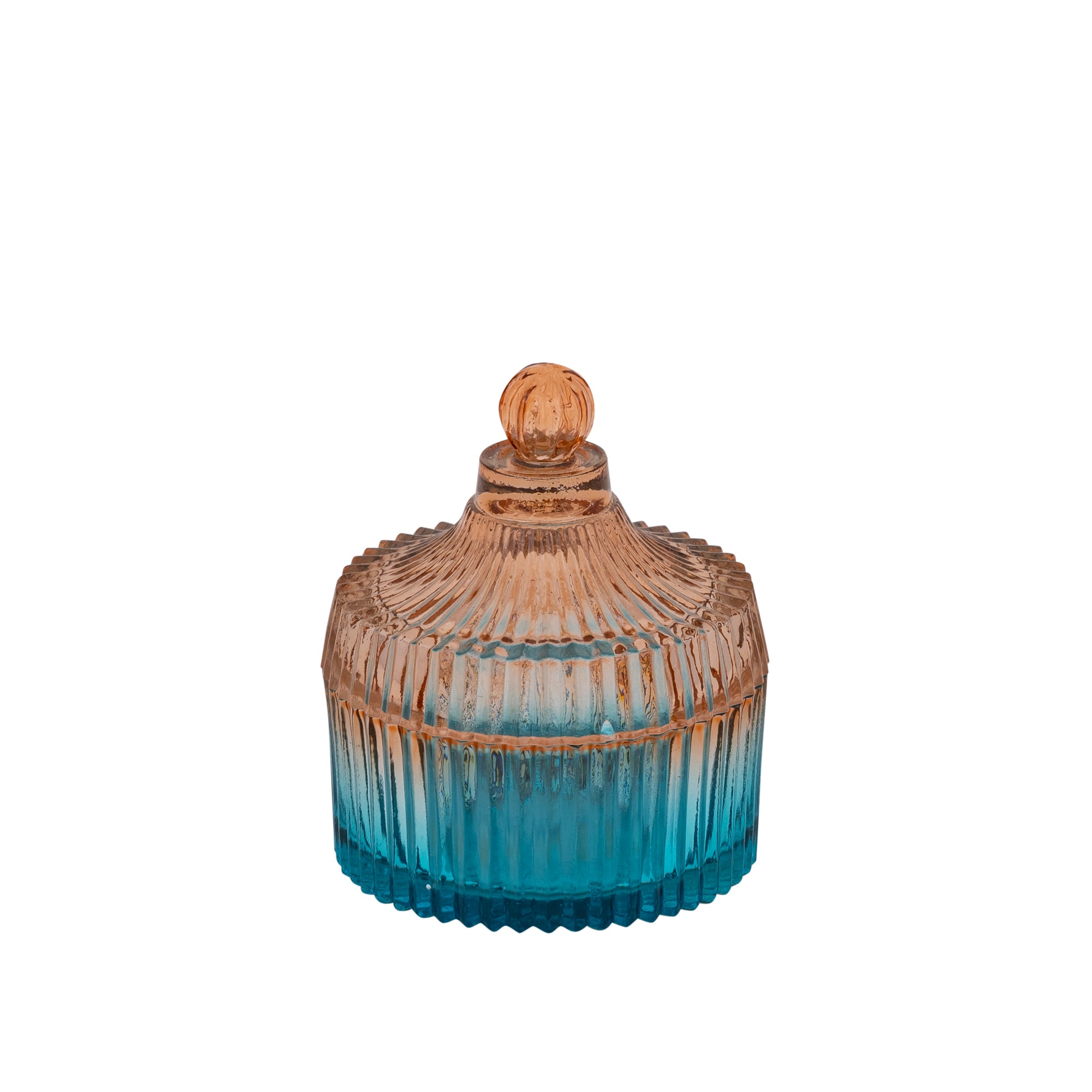 Lynis Brown and blue ombre glass storage box
