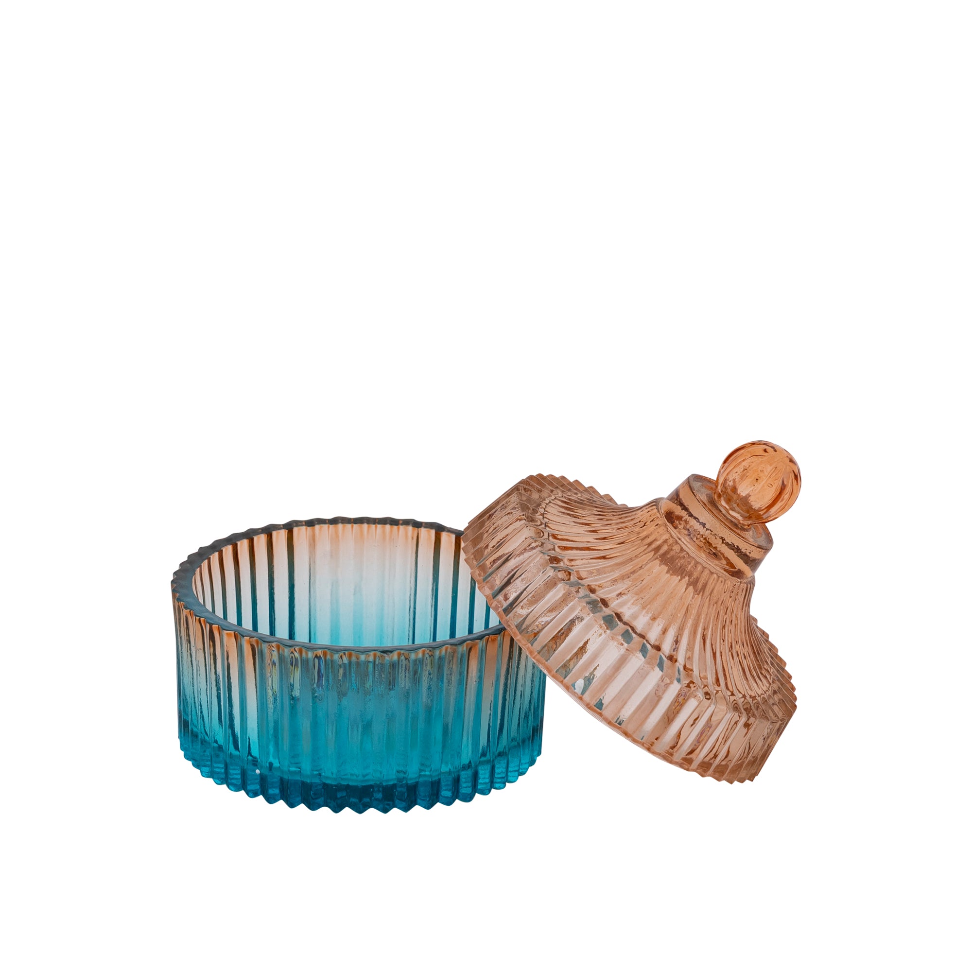 Lynis Brown and blue ombre glass storage box