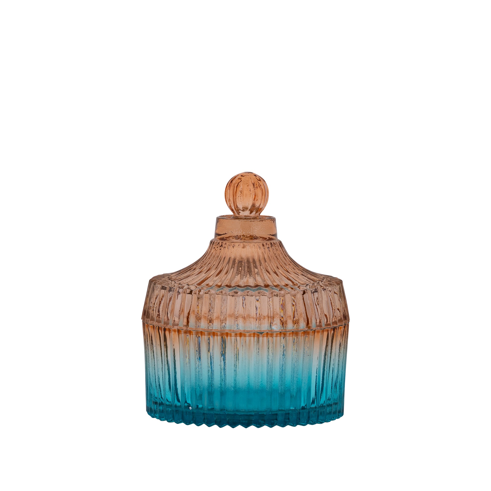 Lynis Brown and blue ombre glass storage box