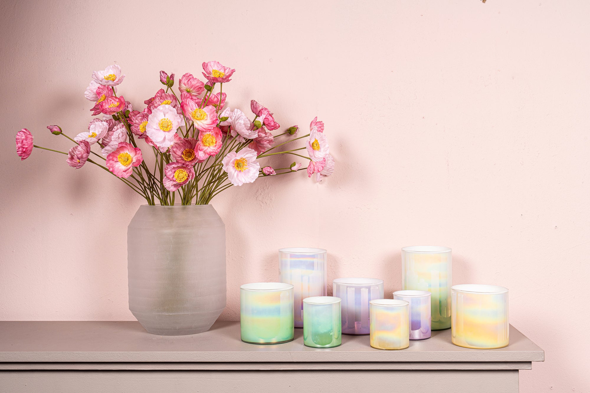 Darcy Bougeoirs en verre — Round Stormlight Ombre - Vert menthe