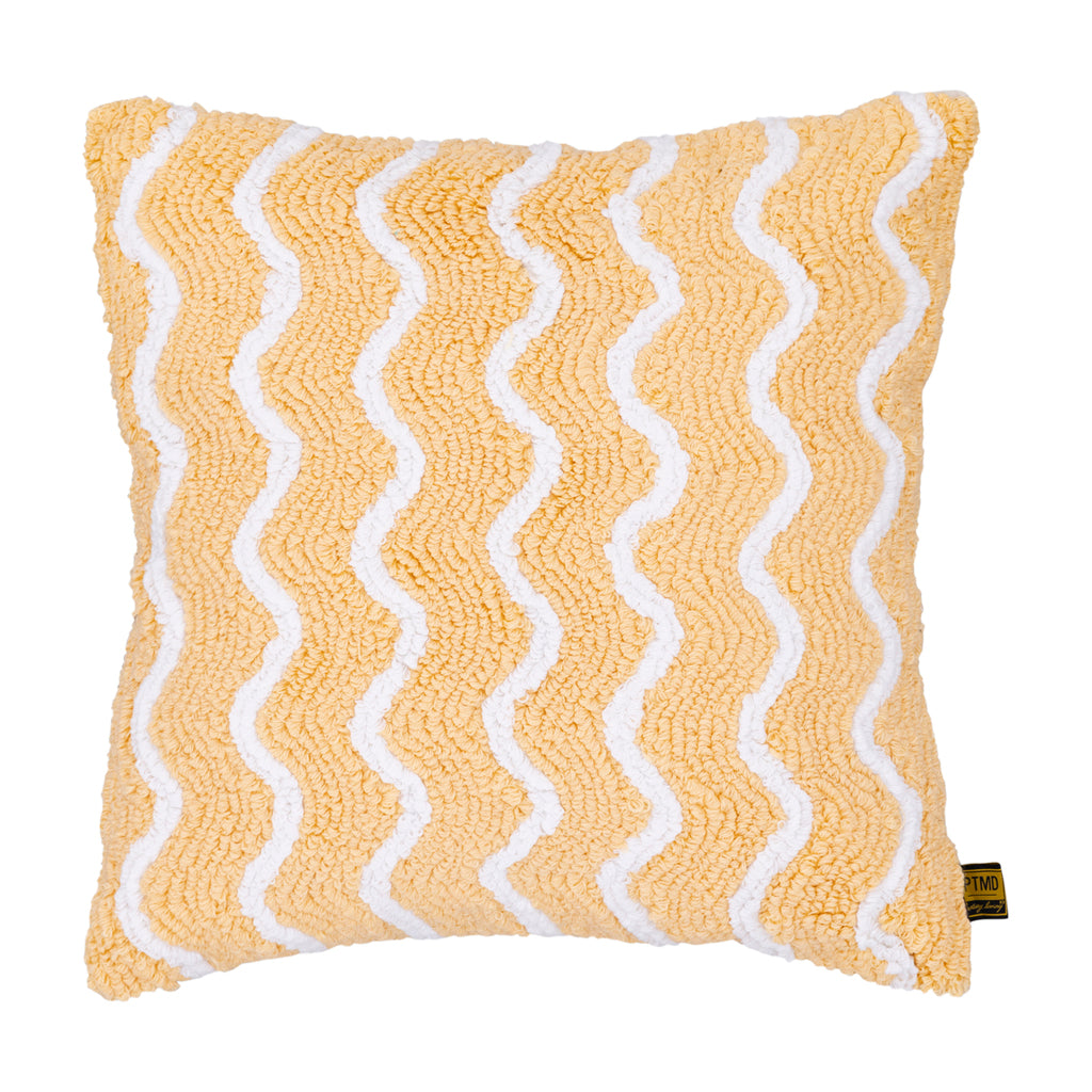 Damera Yellow square cotton embroidery cushion — vue 2 | Häus
