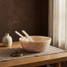 Cayley White poly round salad bowl with cutlery