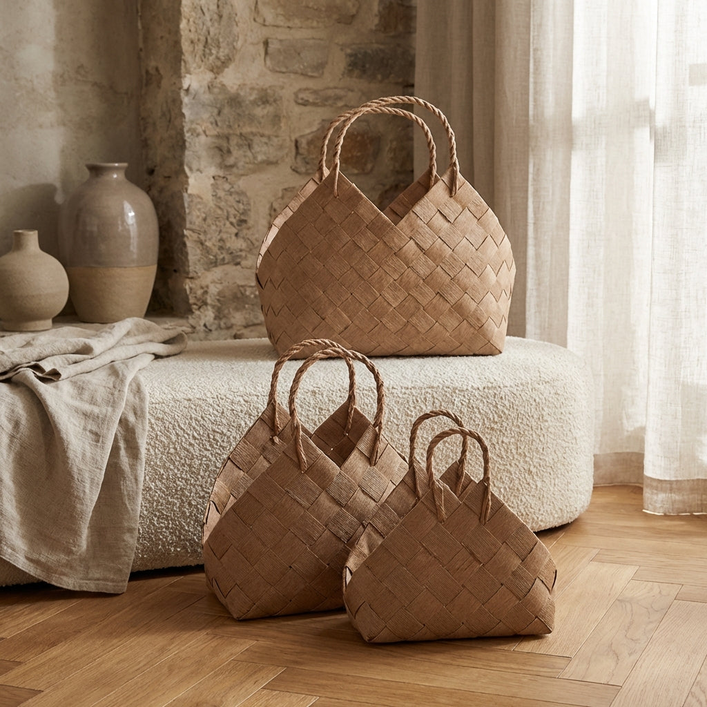 Clarke Natural triangle woven paper basket SV4