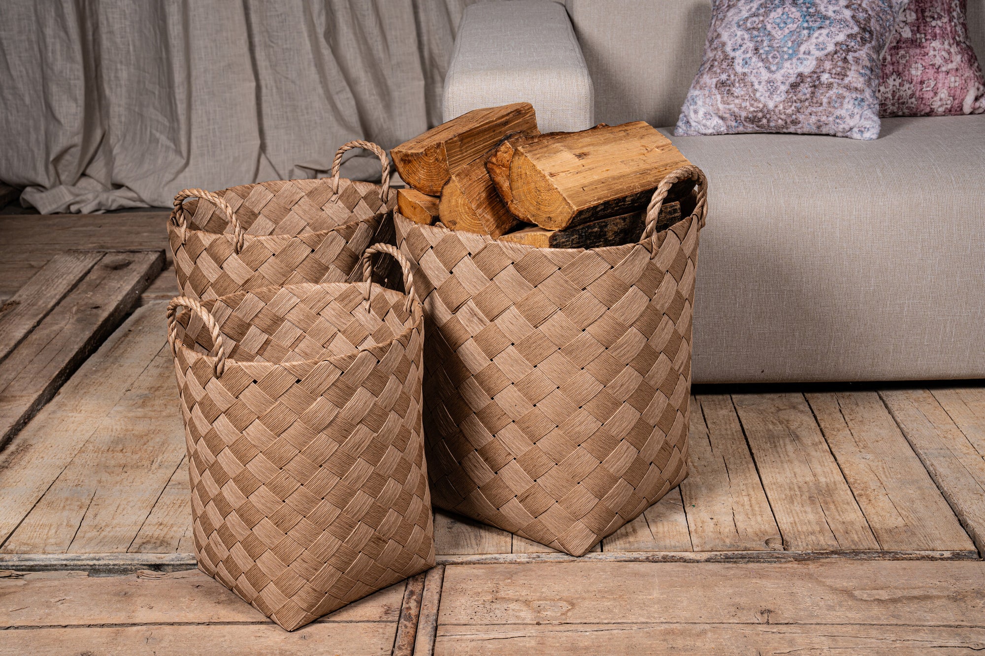 Clarke Natural round woven paper basket handle SV3