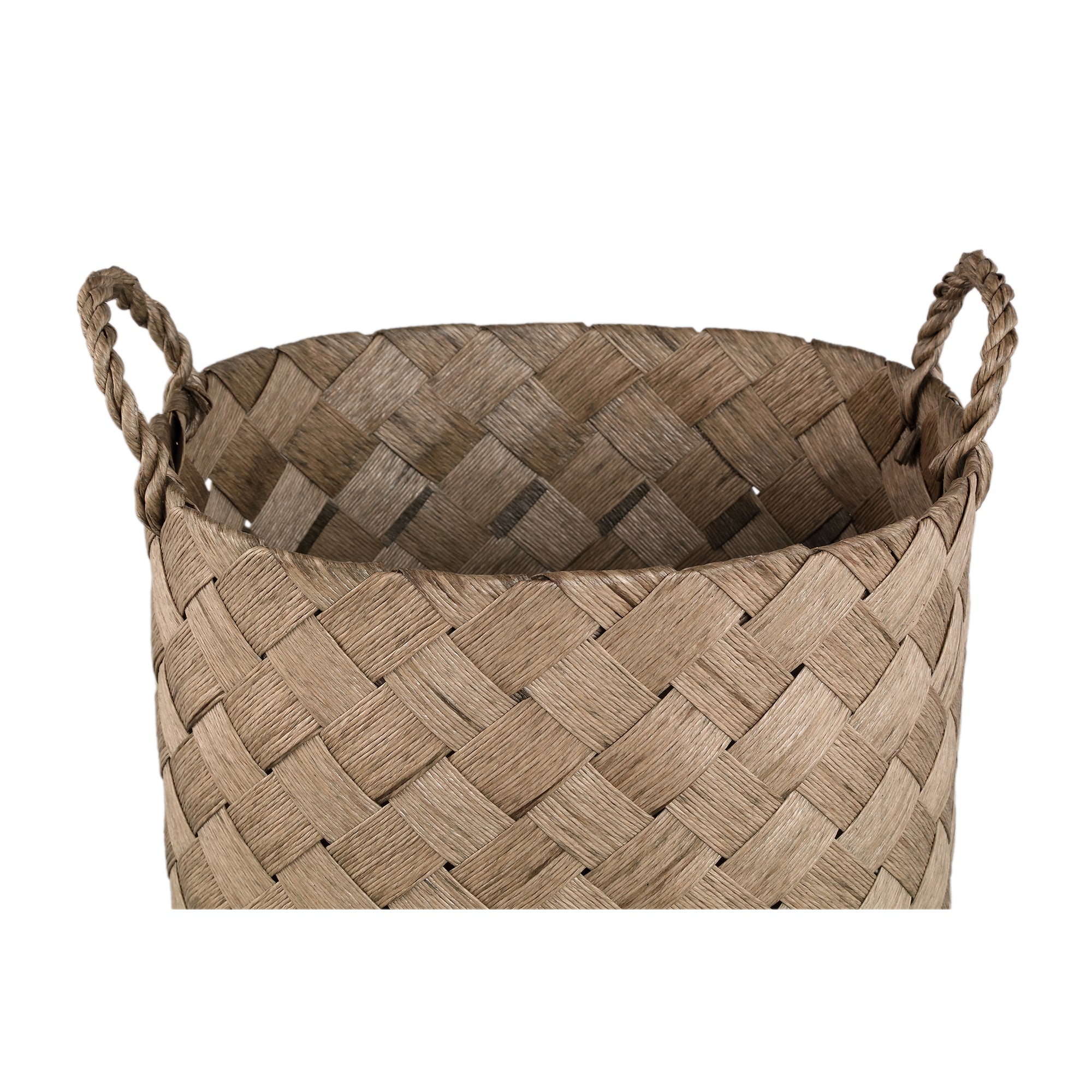 Clarke Green round woven paper basket w handle SV3