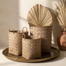 Clarke Green round woven paper basket w handle SV3