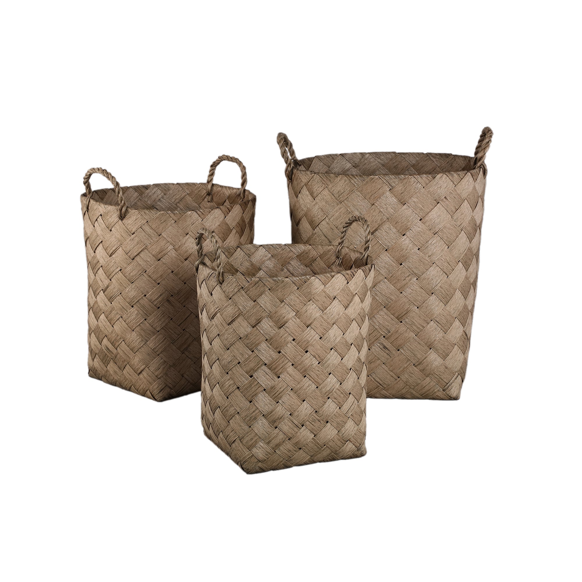 Clarke Green round woven paper basket w handle SV3