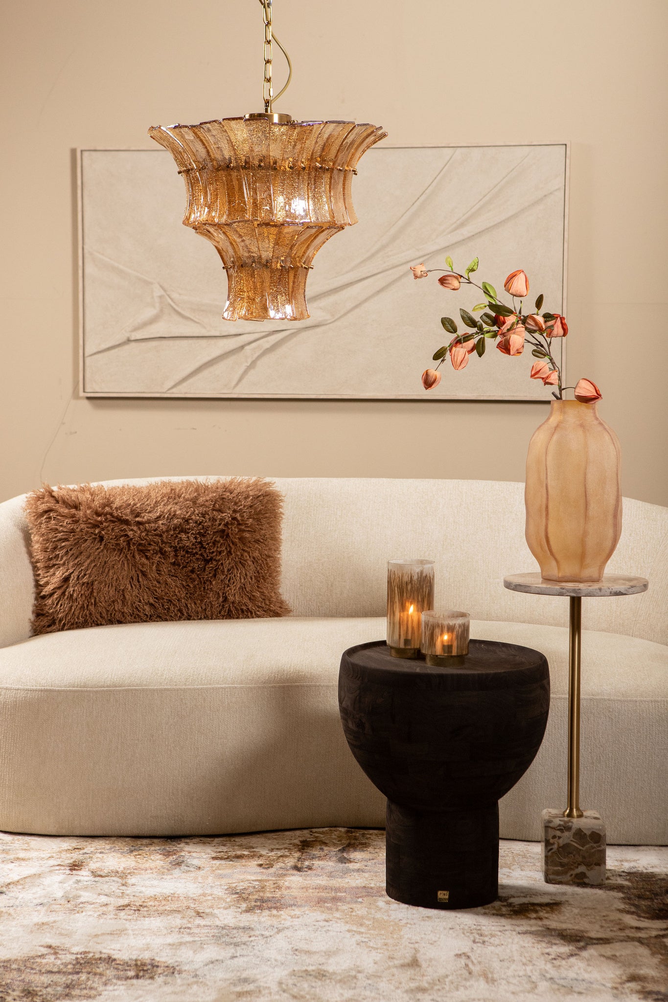 Erno Brown mango wood sidetable on base round - Photo 8