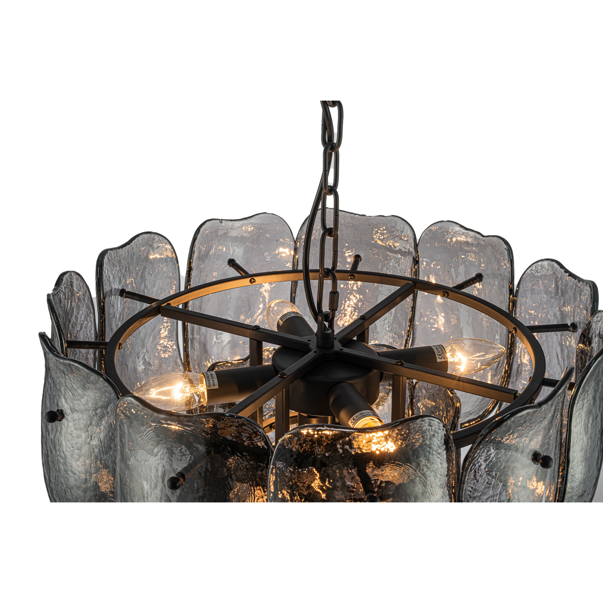 Vila Lustres en verre — Gunmetal Hanging Lamp Round - Gris