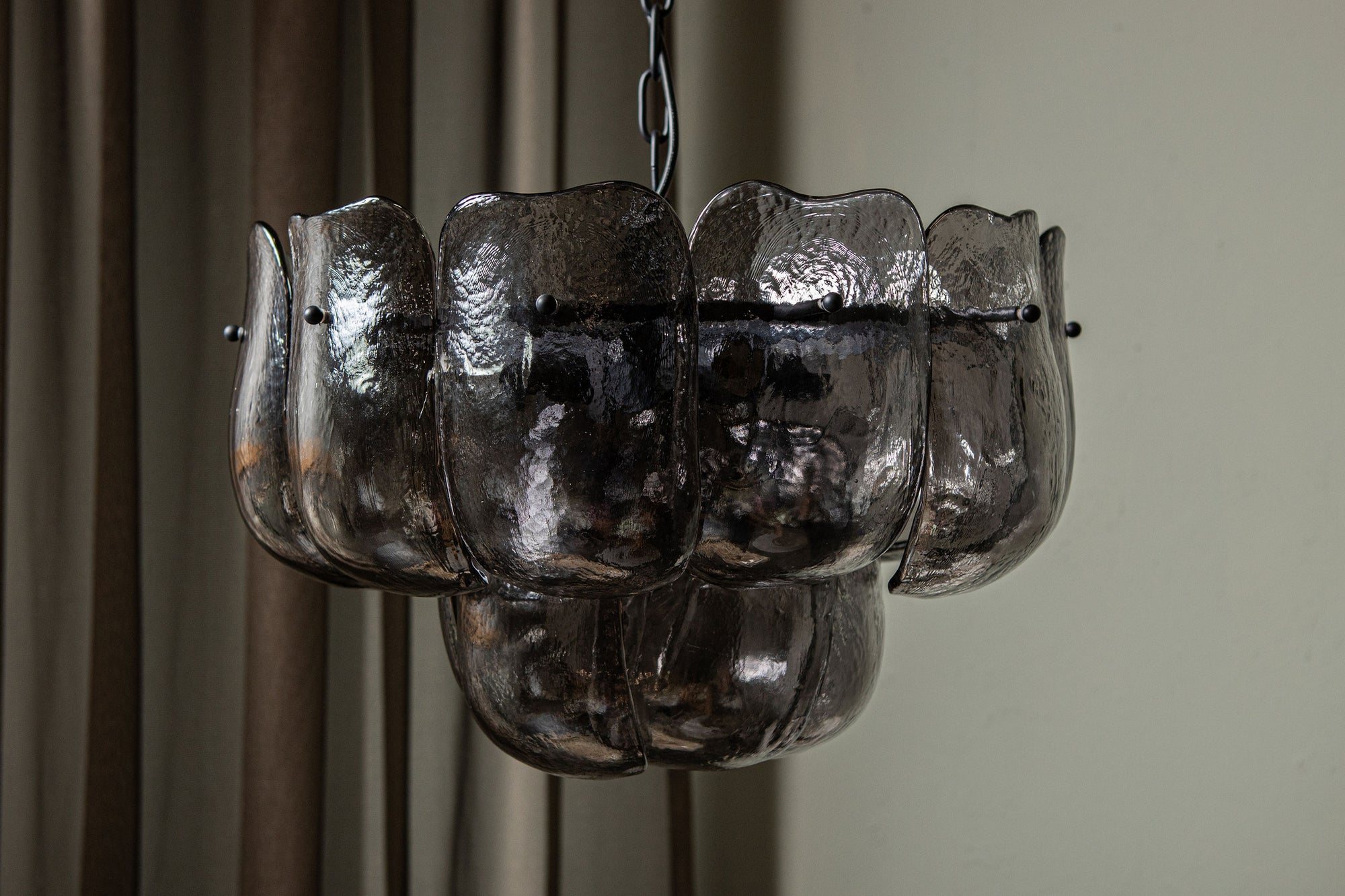 Vila Lustres en verre — Gunmetal Hanging Lamp Round - Gris