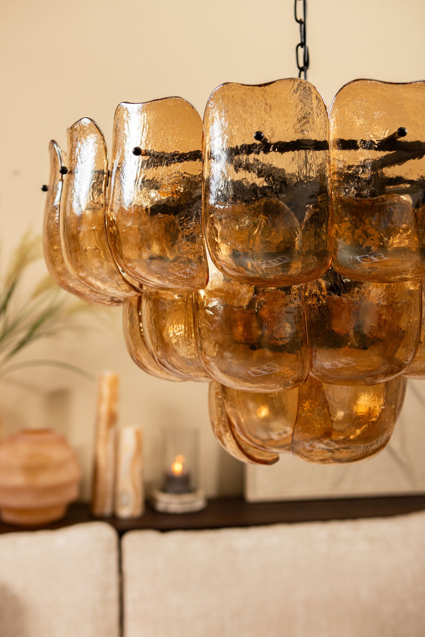 Vila Lustres en verre — Hanging Lamp Round - Ambre