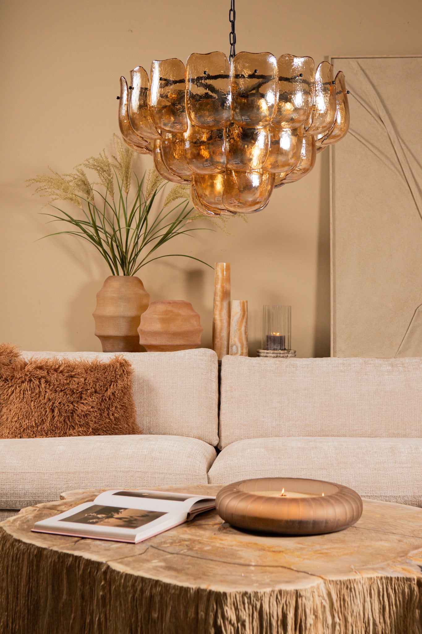 Vila Lustres en verre — Hanging Lamp Round - Ambre