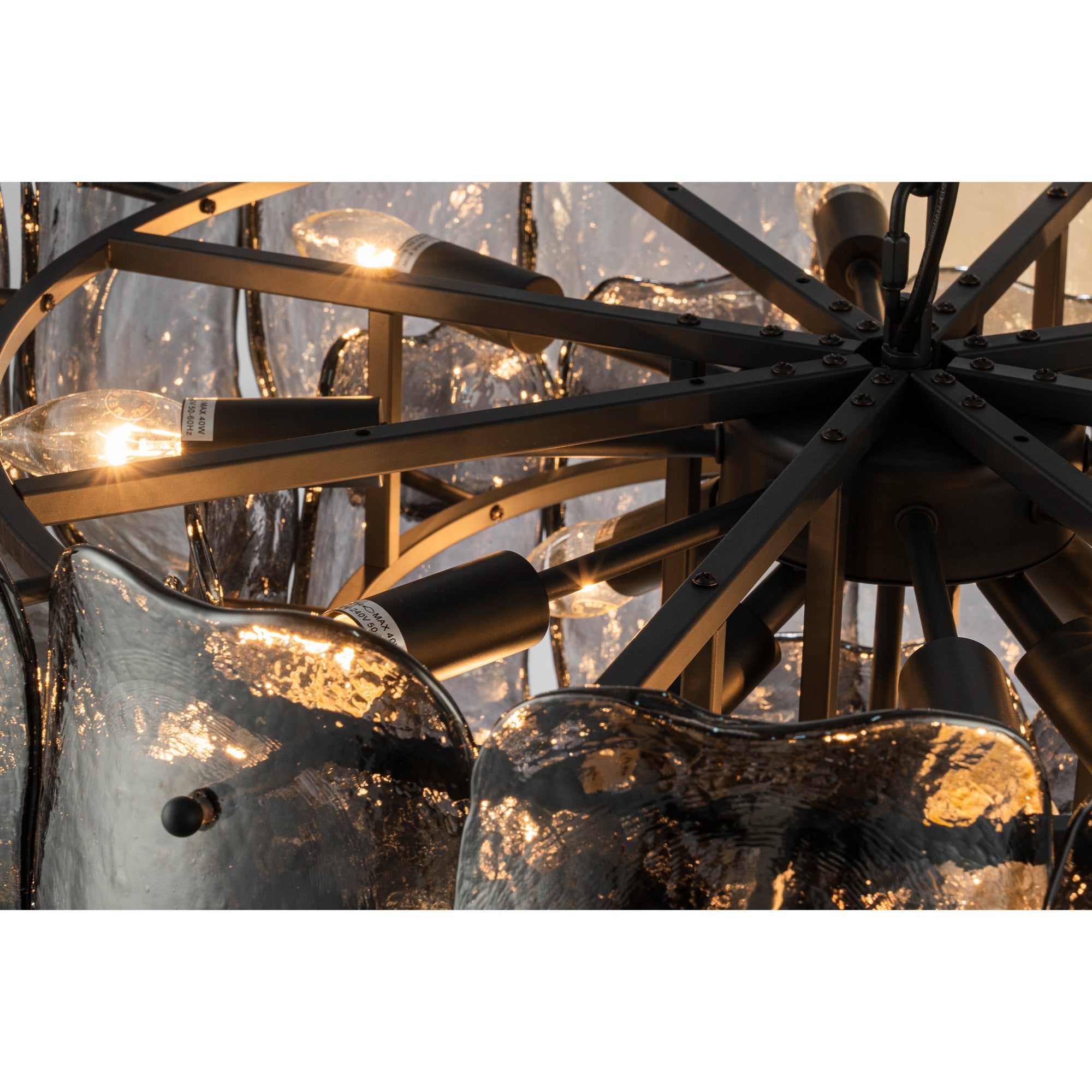 Vila Lustres en verre — Gunmetal Hanging Lamp Round - Gris