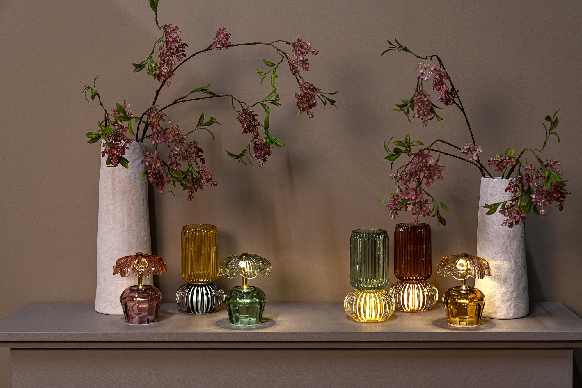 Yannah Lampes LED en verre - Beige