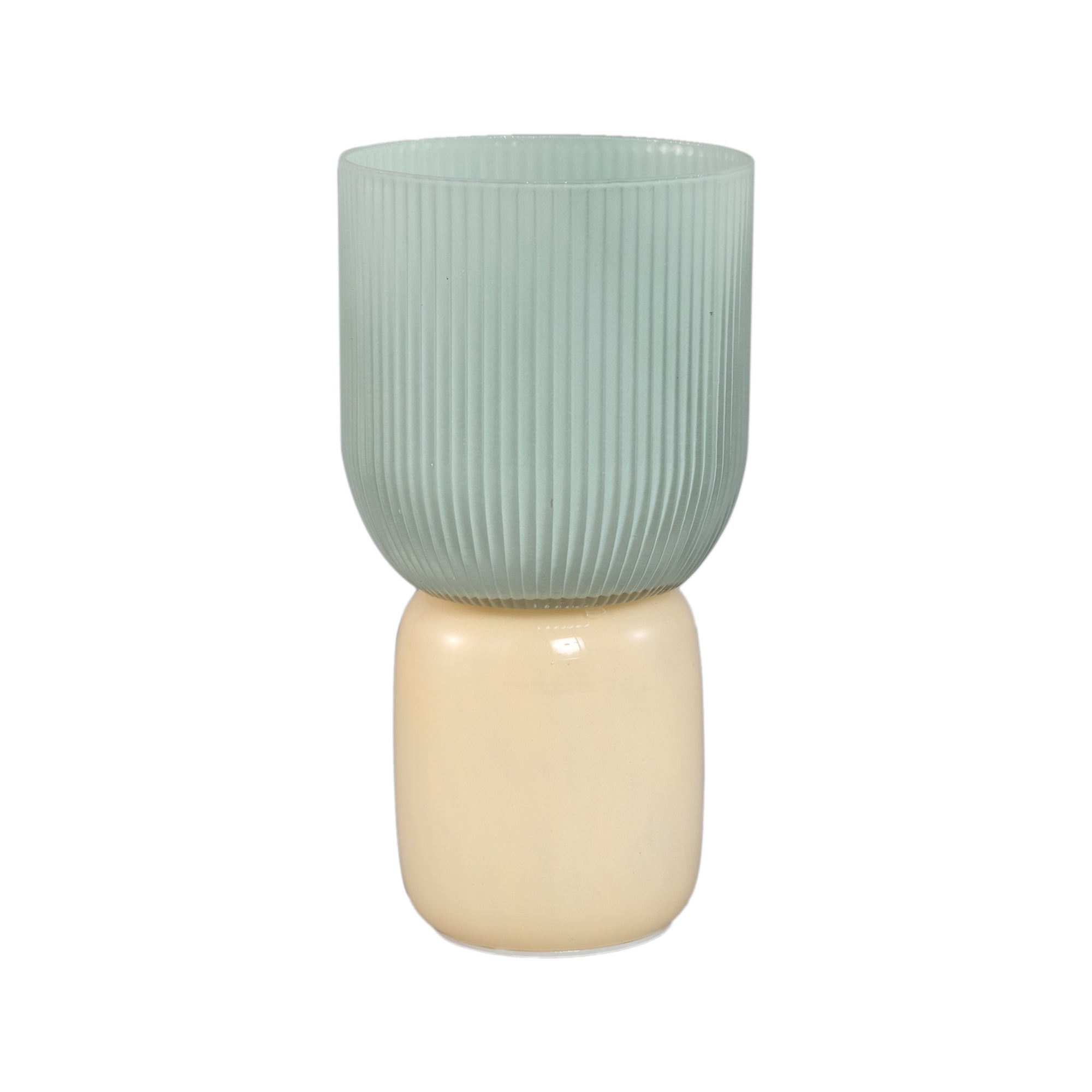Alayna Lampes LED en verre — Ribbed Pot With Led Light Base - Vert