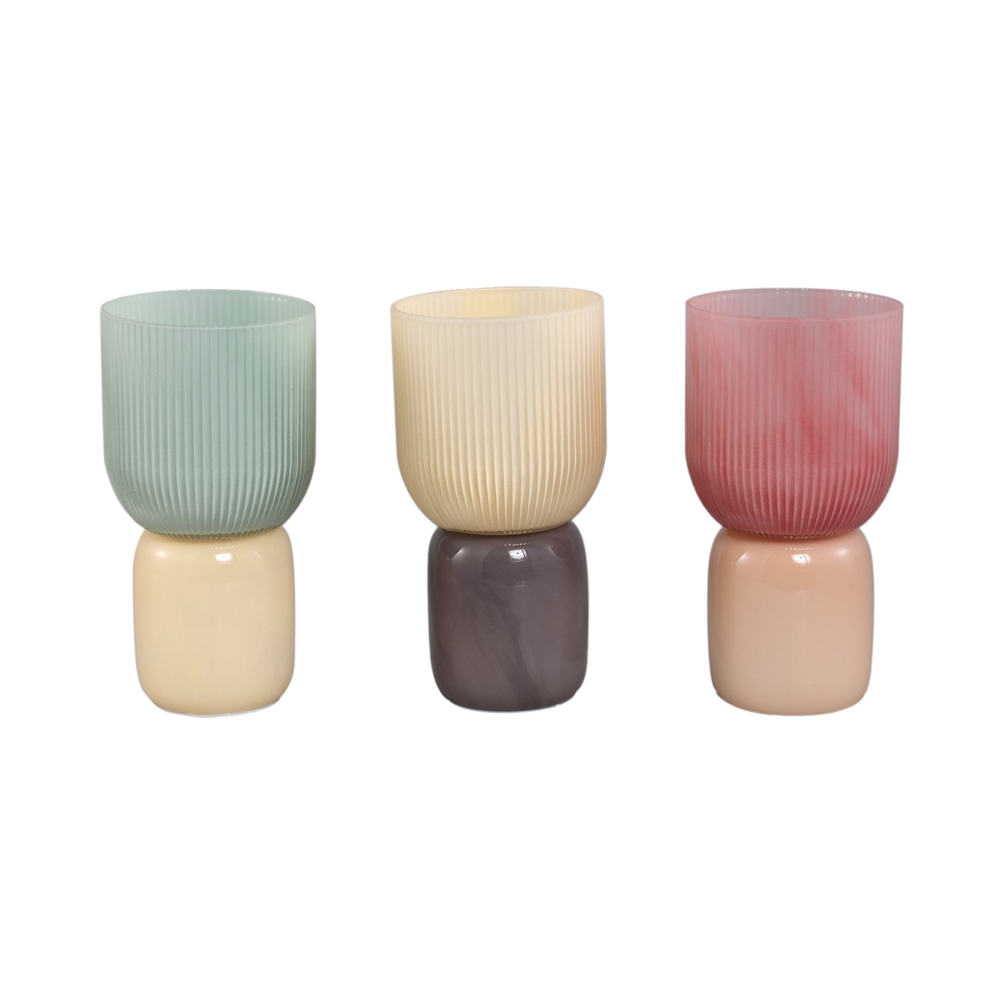 Alayna Lampes LED en verre — Ribbed Pot With Led Light Base - Vert
