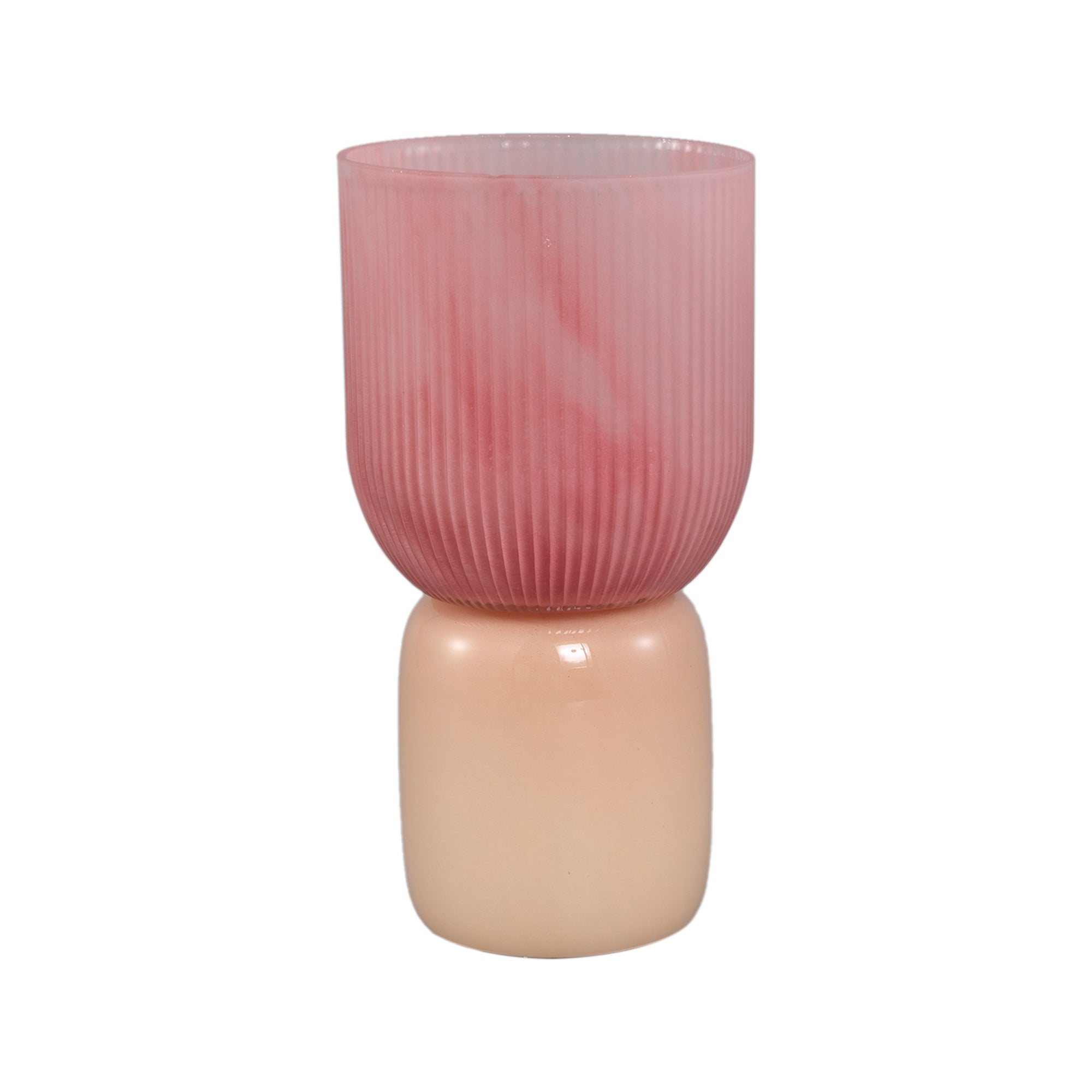 Alayna Lampes LED en verre — Ribbed Pot Led Light Base - Dark Pink