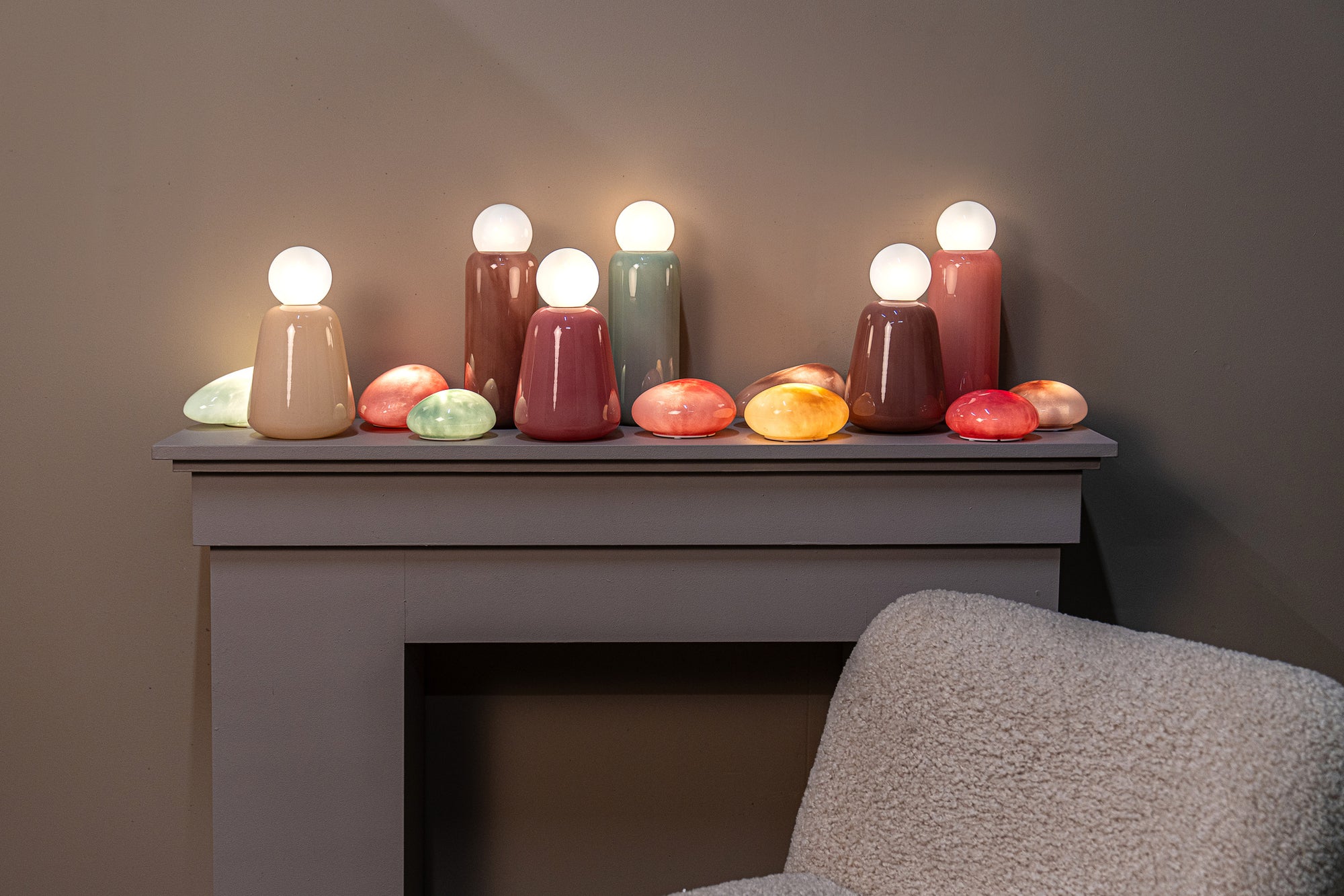 Shalon Lampes LED — Stone Shaped Led Light Rechargeable - Taupe