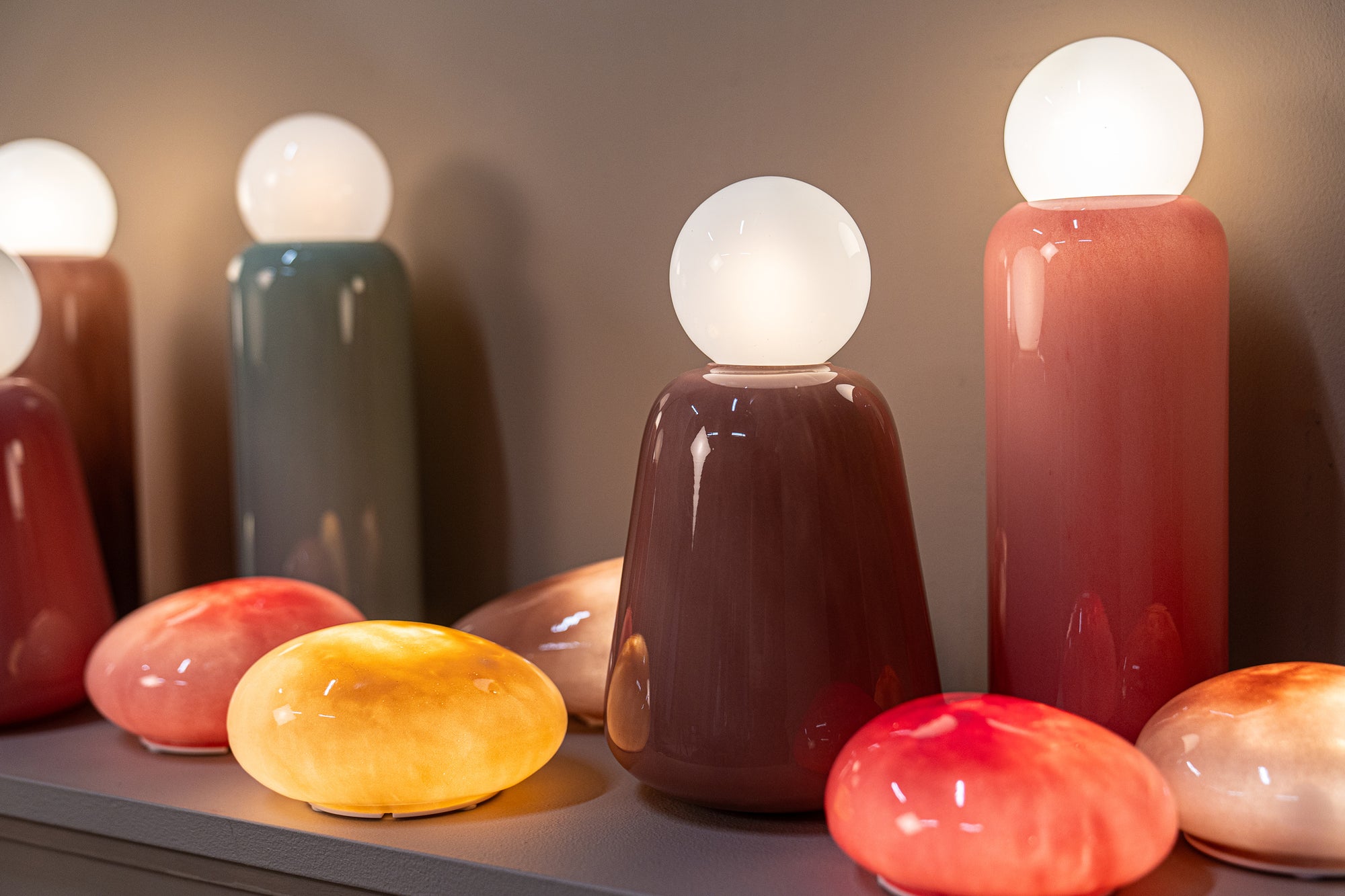 Shalon Lampes LED en verre — Stone Shaped Led Light Rechargeable - Beige