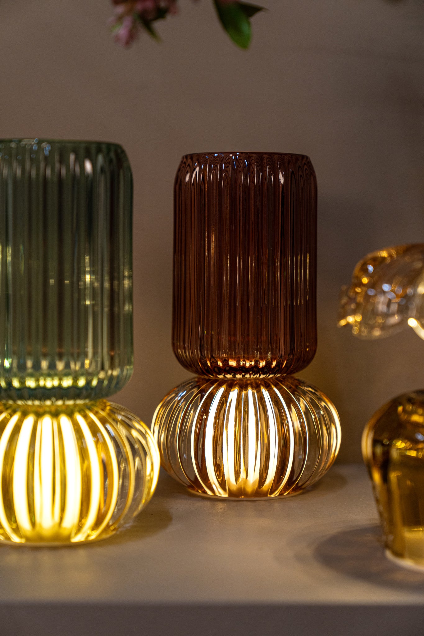 Yannah Lampes LED en verre - Moss Green