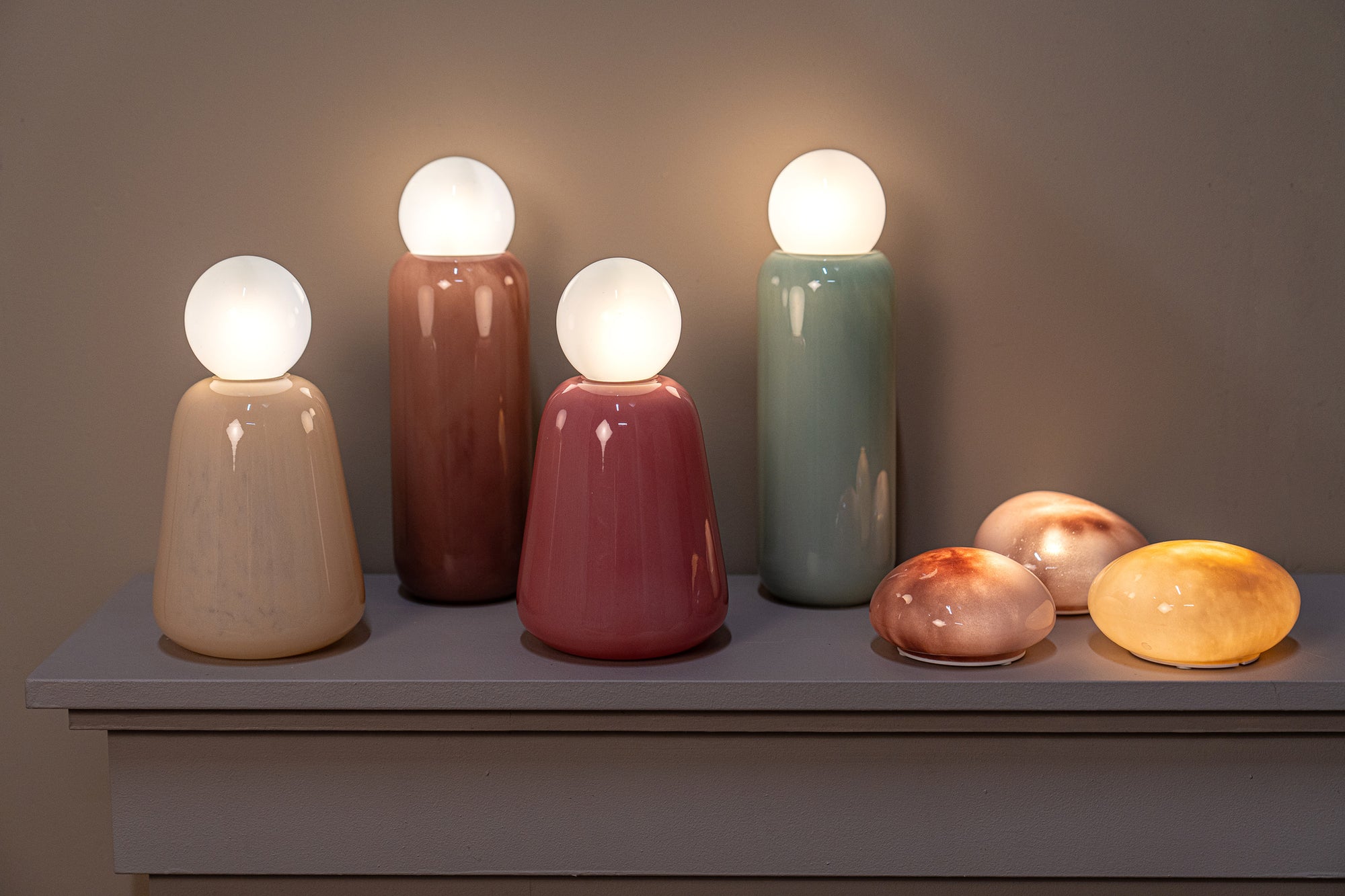 Garine Lampes LED en verre — Led Lamp Rechargeable Low - Beige