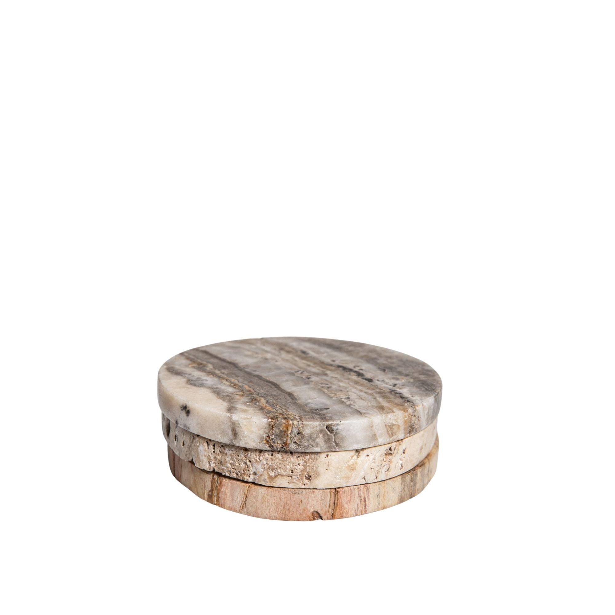 Jaidan Natural petrified wood mix coaster set of 3