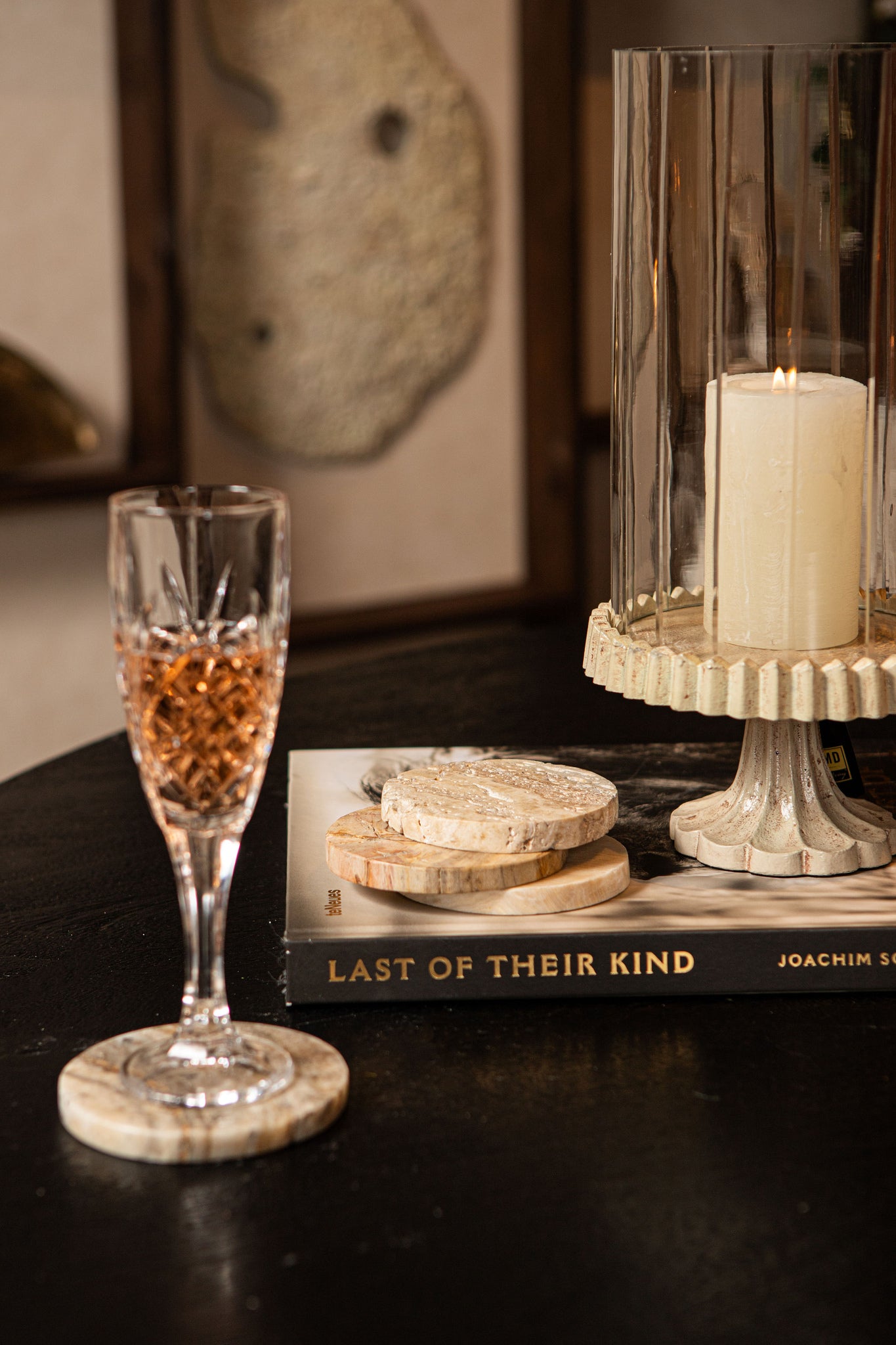 Jaidan Natural petrified wood mix coaster set of 3