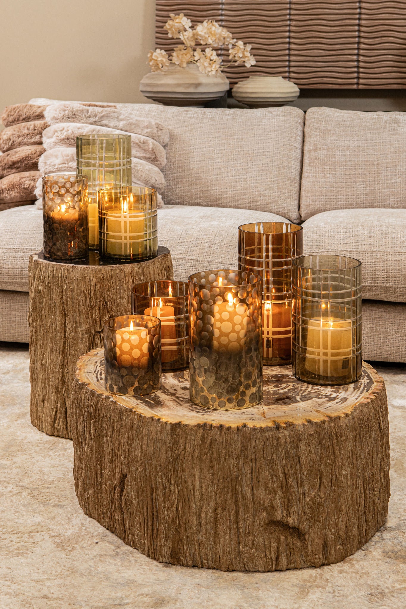 Bridgid Photophores en verre - Marron