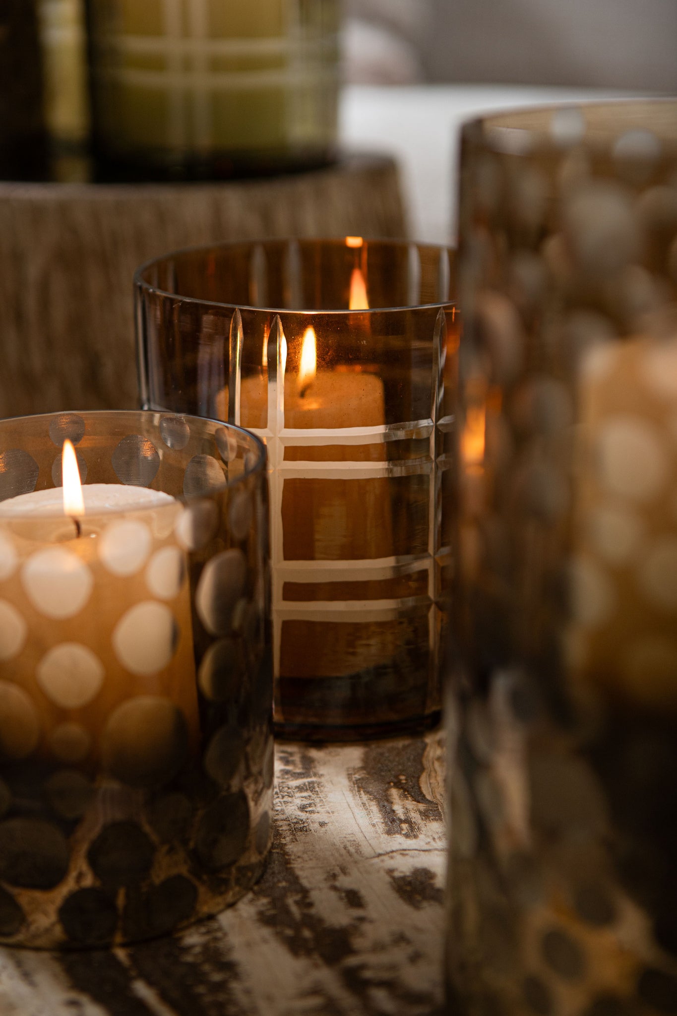 Bridgid Bougeoirs en verre - Marron
