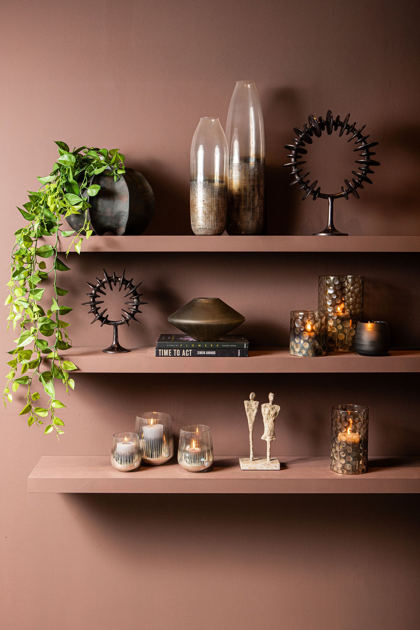 Shelva Photophores en verre - Or
